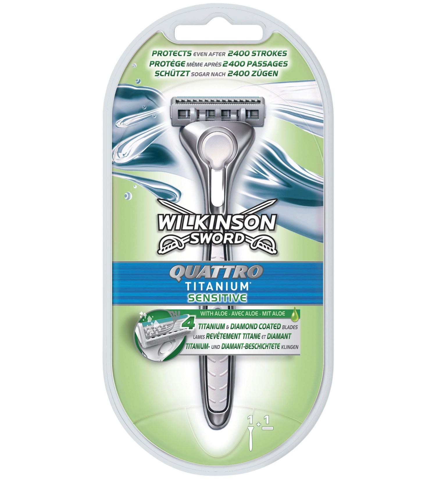 Wilkinson Sword Quattro Titanium Sensitive Razor - Smooth and Precise Shaving Experience - Buy Online on GoSupps.com