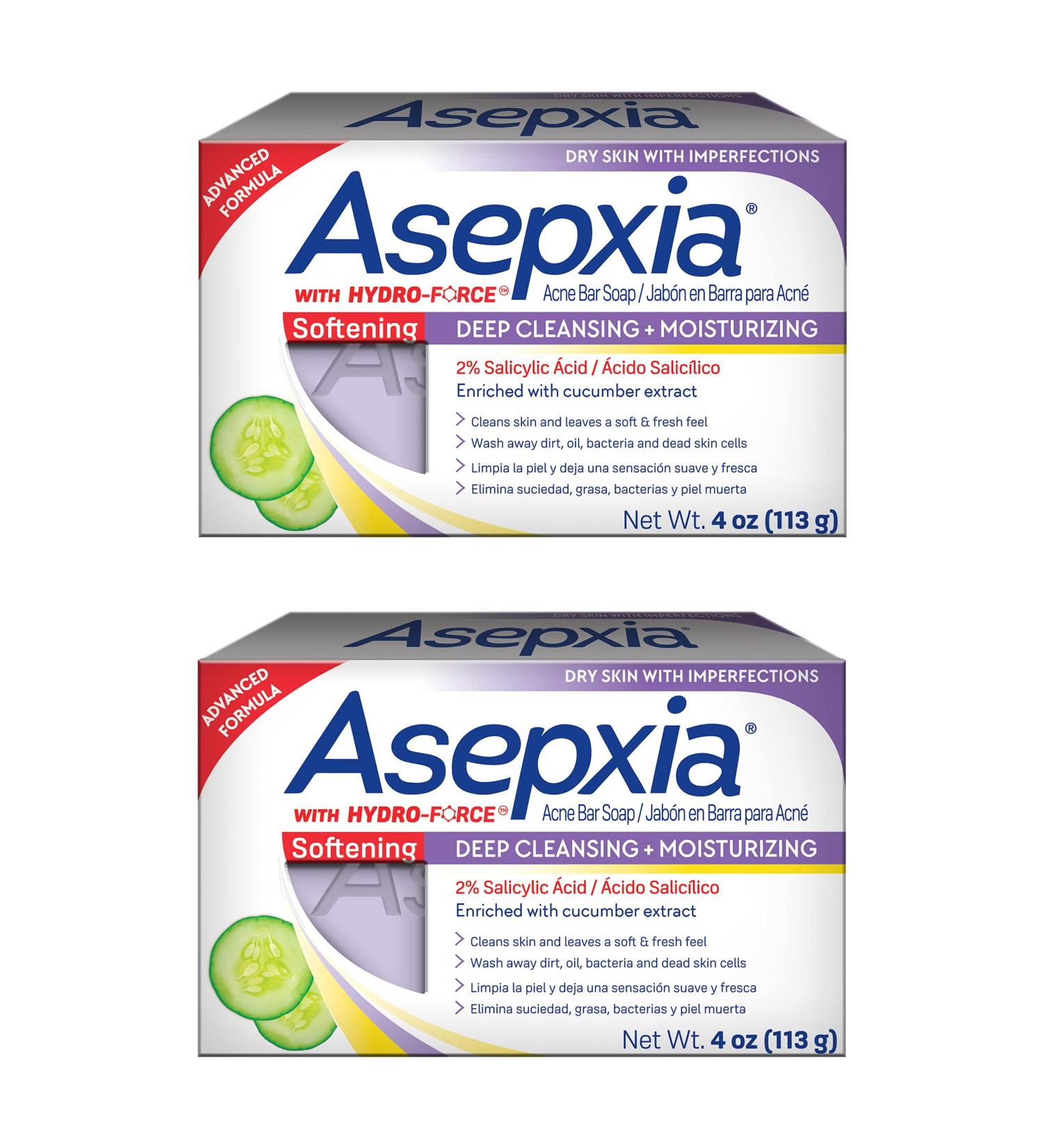 Asepxia Cleansing Bar Softening 4 oz (Pack of 2) - Gentle Skin Cleanser for Daily Use - Buy Online on GoSupps.com