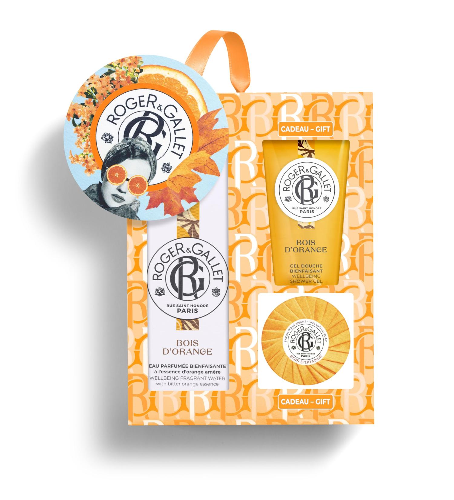 Roger & Gallet Bois d Orange Gift Set | 3.4 fl oz Spray | 1.7 fl oz Soap | 1.7 fl oz Shower Gel