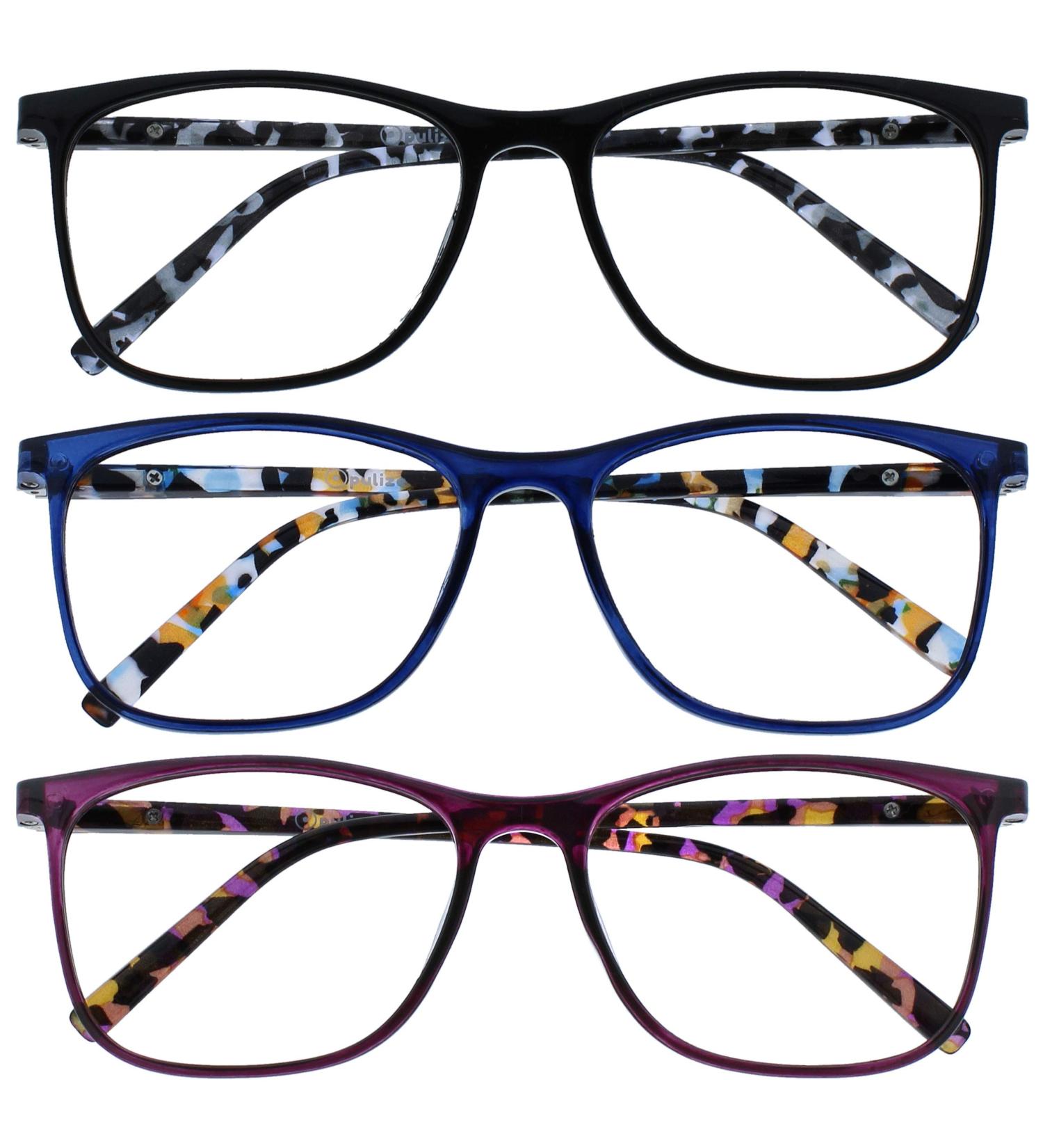 Buy Opulize Unisex Arc Reading Glasses (Pack of 9) +2.00 Diopters - Stylish Black Blue & Purple - International Shipping Available - Buy Online on GoSupps.com