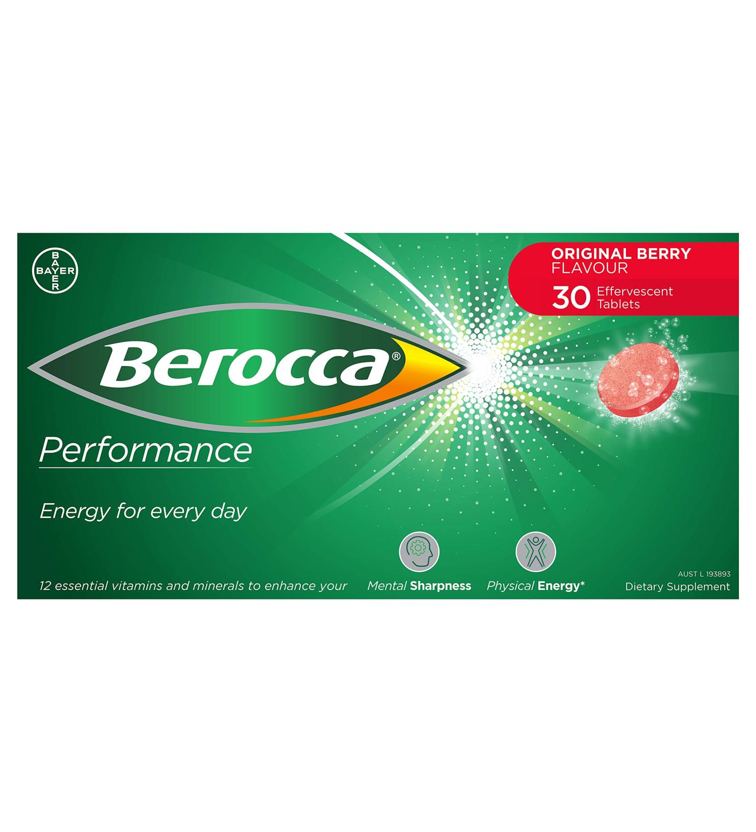 Buy Berocca Performance 30 Effervescent Tablets - Original Berry Flavor Caffeine-Free - International Shipping Available - Buy Online on GoSupps.com