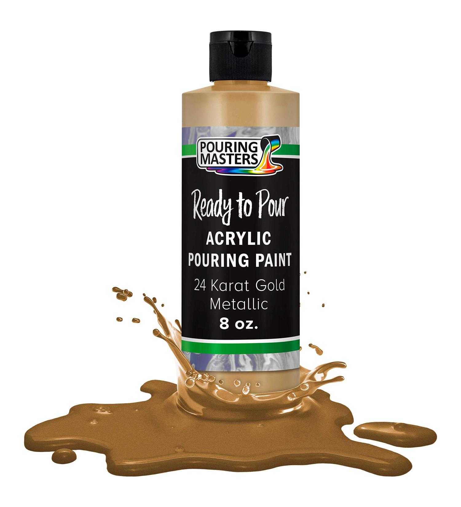 Pouring Masters 24 Karat Gold Metallic Acrylic Pouring Paint - 8oz Pre-Mixed Water-Based for Canvas, Wood, Paper, Crafts & More - Buy Online on GoSupps.com