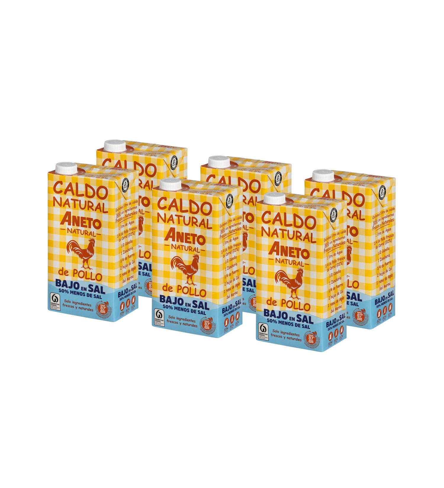 Aneto 100% Natural Low Salt Chicken Broth - Pack of 6 x 1L | Healthy Gourmet Cooking Stock | International Shipping - Buy Online on GoSupps.com