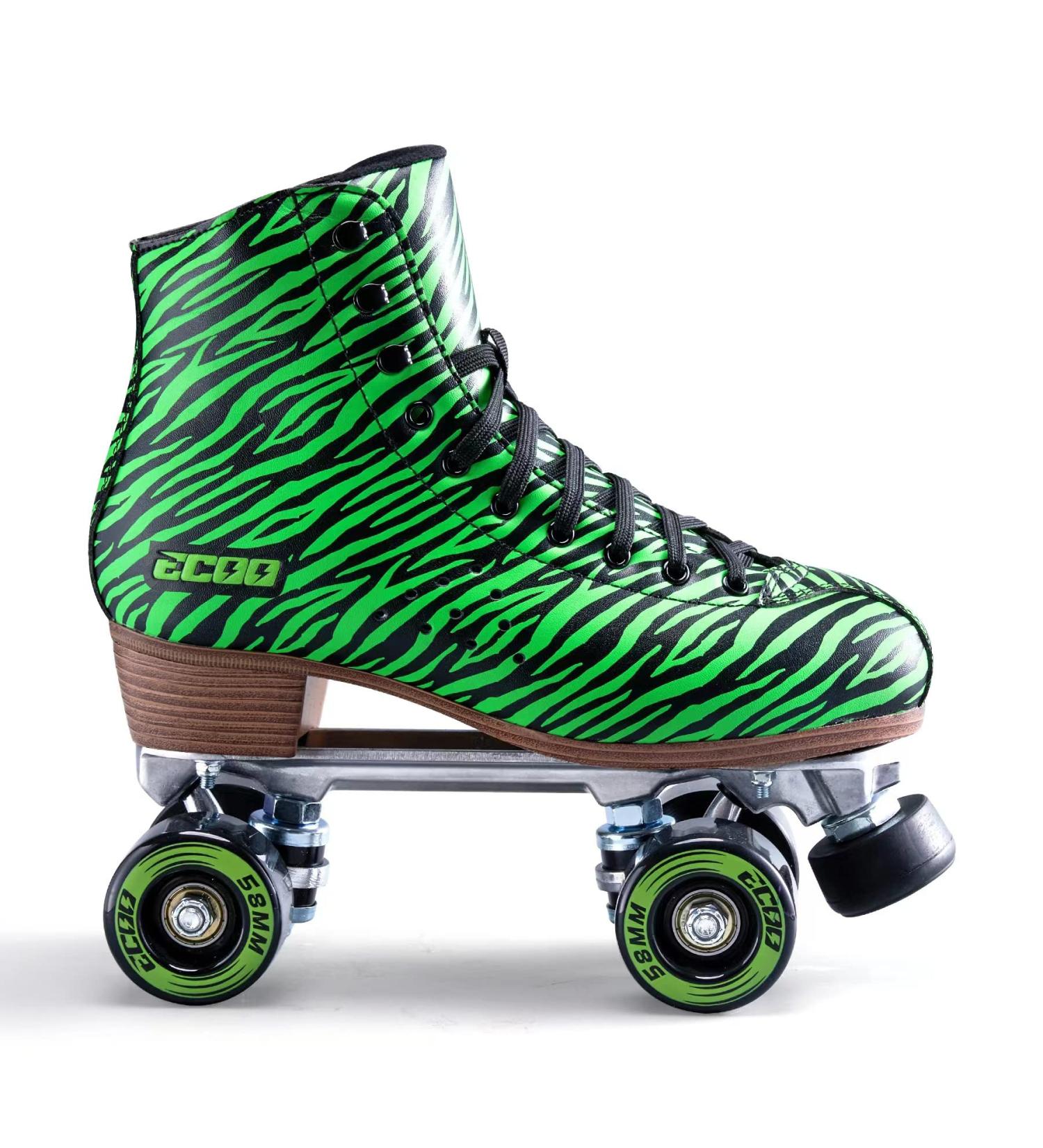 ECOO Women's & Girls' 2 Layer PU Leather Roller Skates - Green, Size US Women 10 / US Men 9 - Buy Online on GoSupps.com