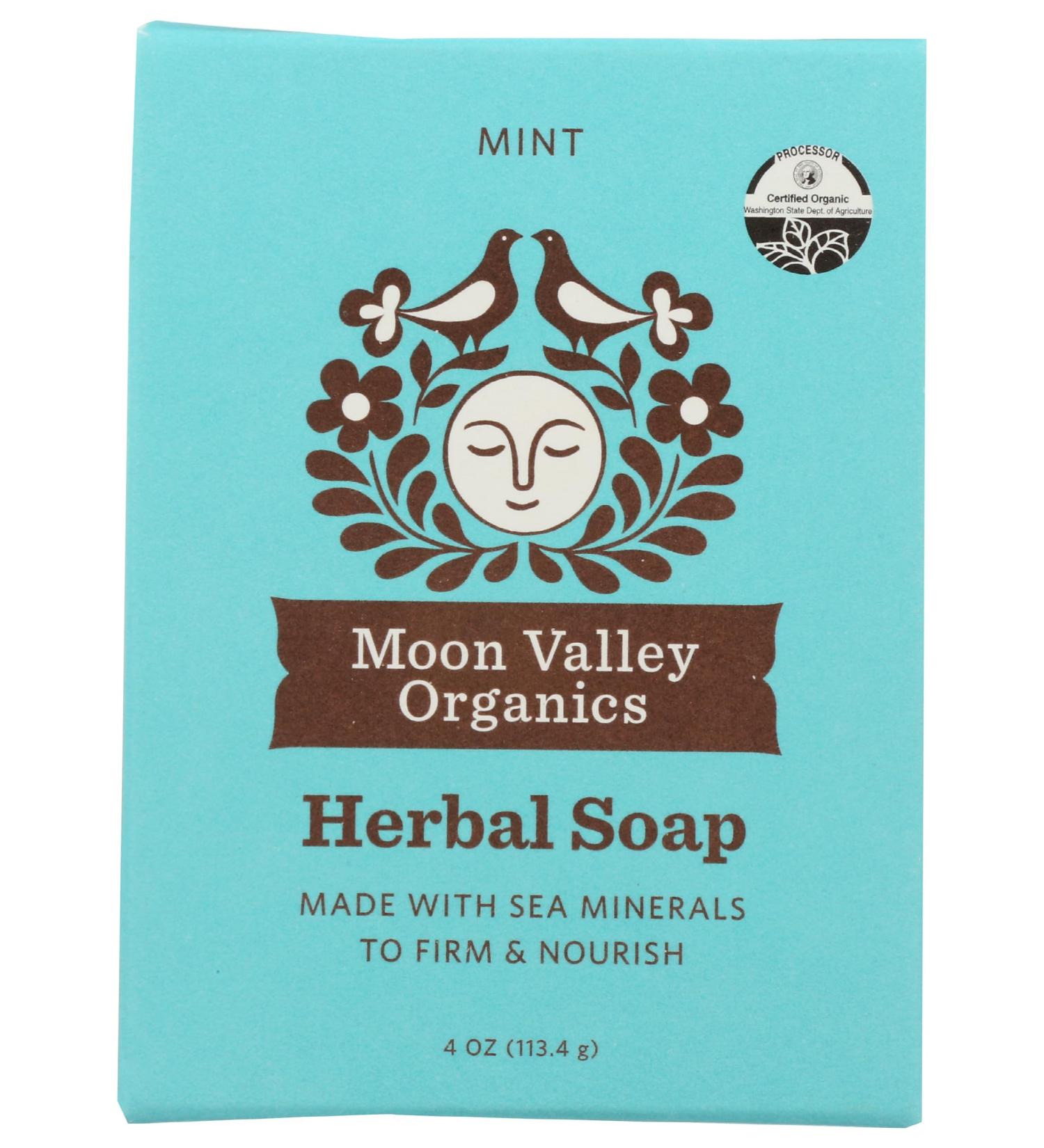 Buy MOON VALLEY ORGANICS Mint Kelp Soap 4 OZ - Natural & Vegan Skincare - International Shipping Available - Buy Online on GoSupps.com