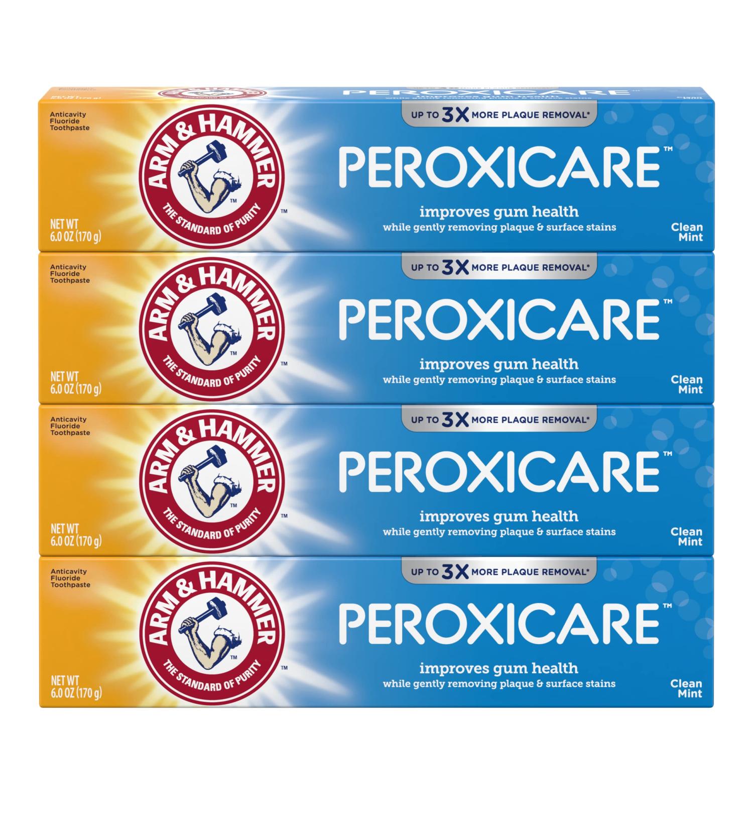 Arm & Hammer Peroxicare Toothpaste 6oz (4-Pack) - Clean Mint, Gum Health Boost - Buy Online on GoSupps.com