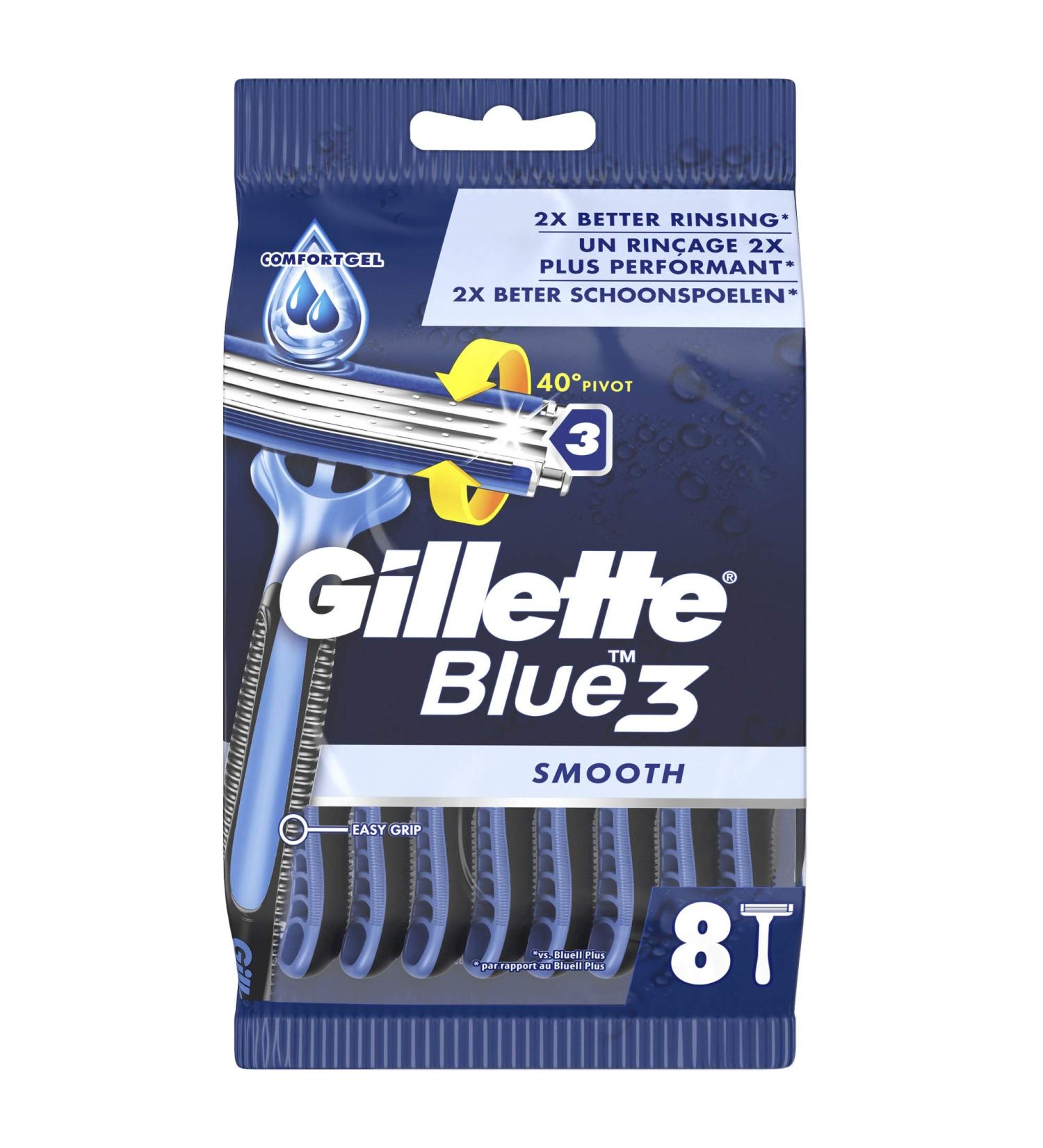 Gillette Blue 3 Smooth Disposable Razors for Men - 8 Pack | Worldwide Shipping Available - Buy Online on GoSupps.com