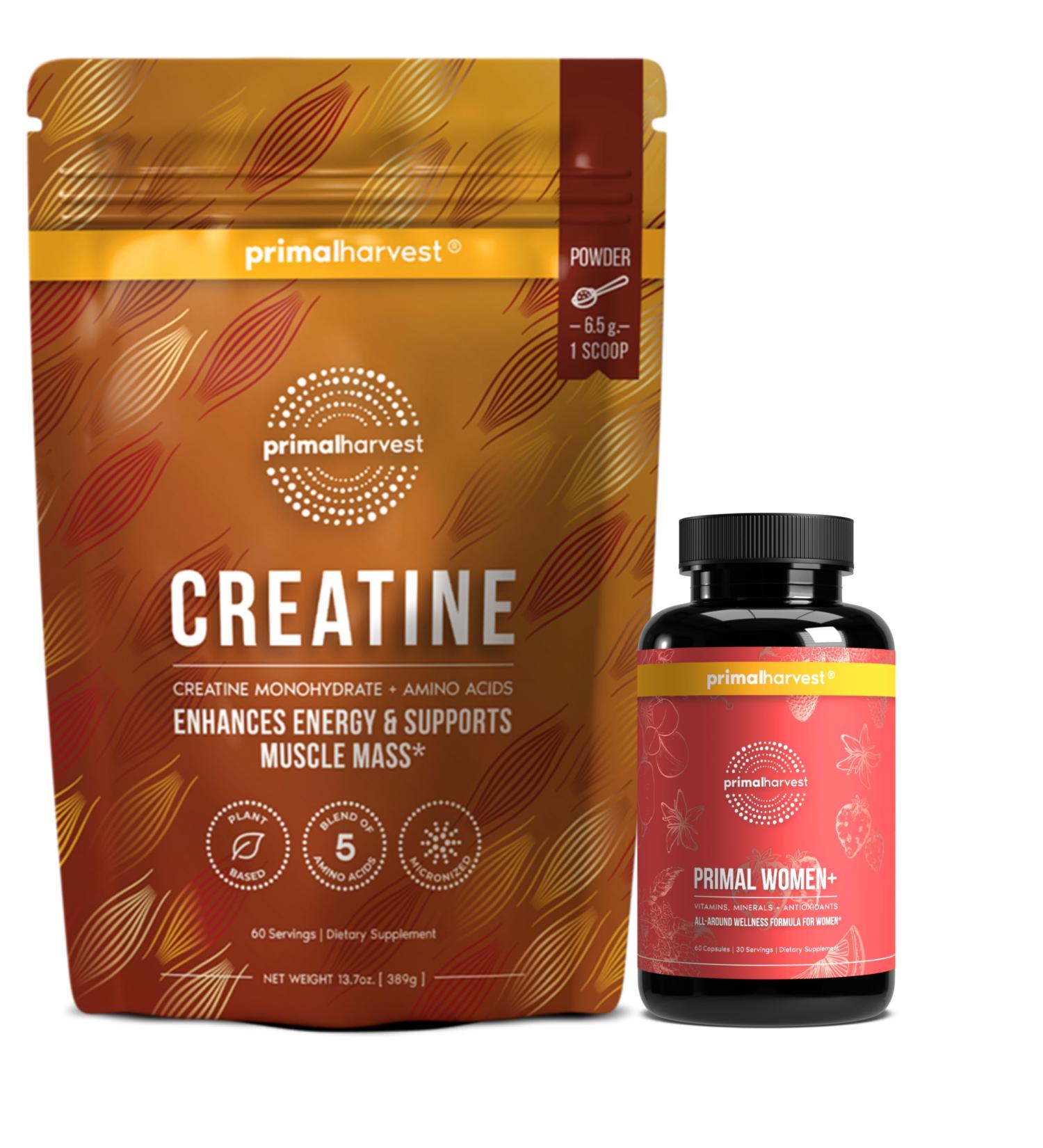 Primal Creatine Powder + Primal Women+ Multivitamin Bundle | 2-Pack | Support Strength Recovery Energy & Women s Wellness | 30 Servings Each - Buy Online on GoSupps.com