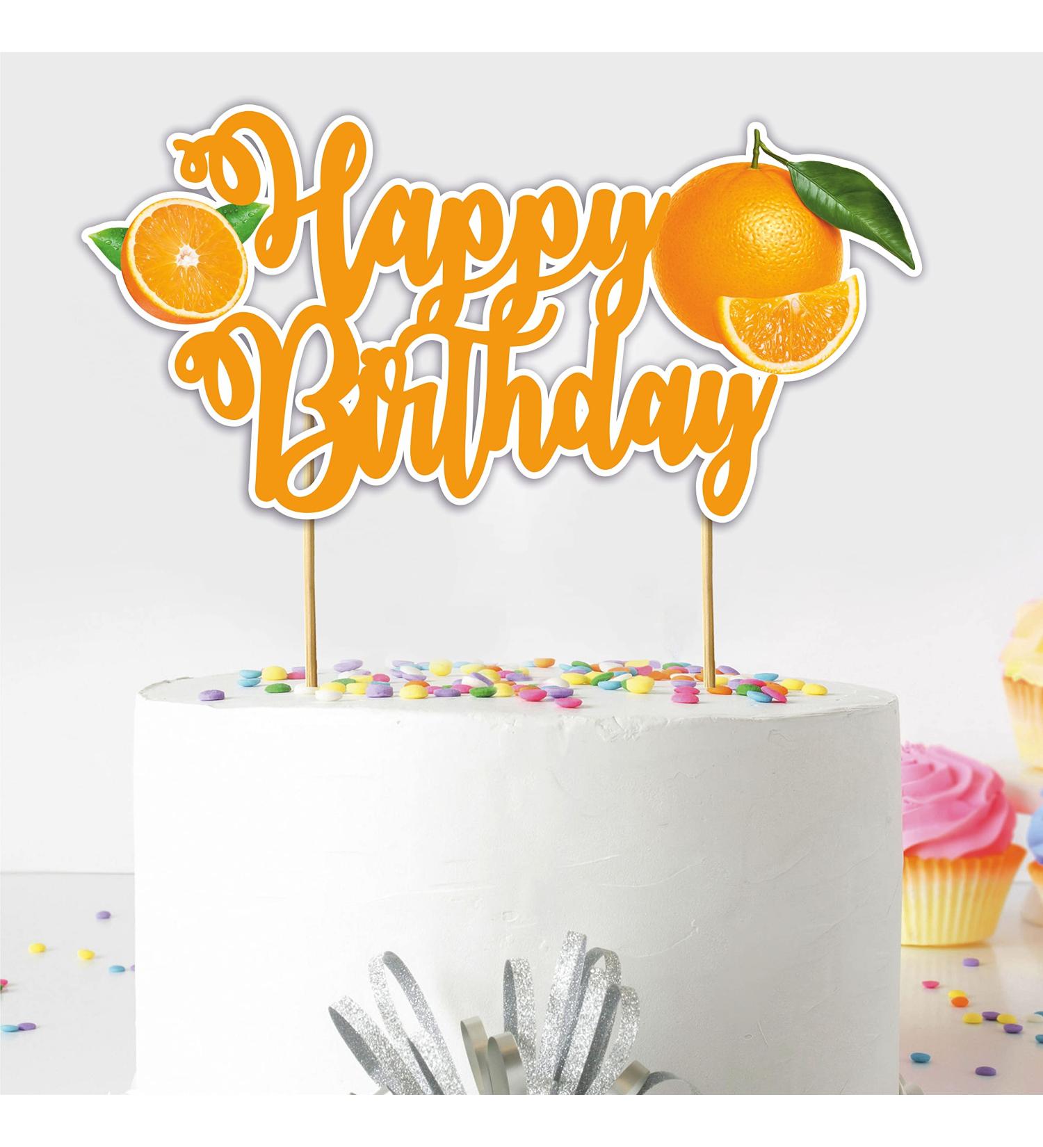 Seyal Orange Happy Birthday Cake Topper - Buy Online on GoSupps.com