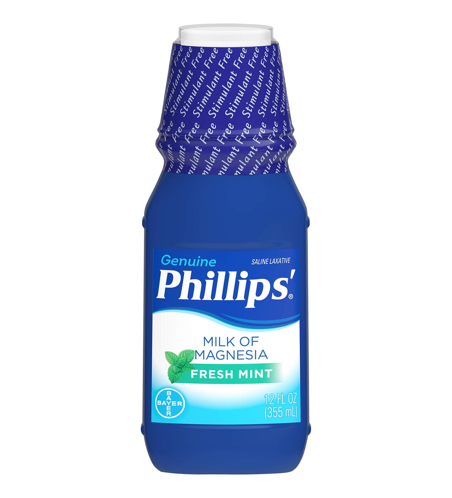 Phillips' Milk of Magnesia Fresh Mint 12 oz - Natural Antacid for Fast Relief - Buy Online on GoSupps.com