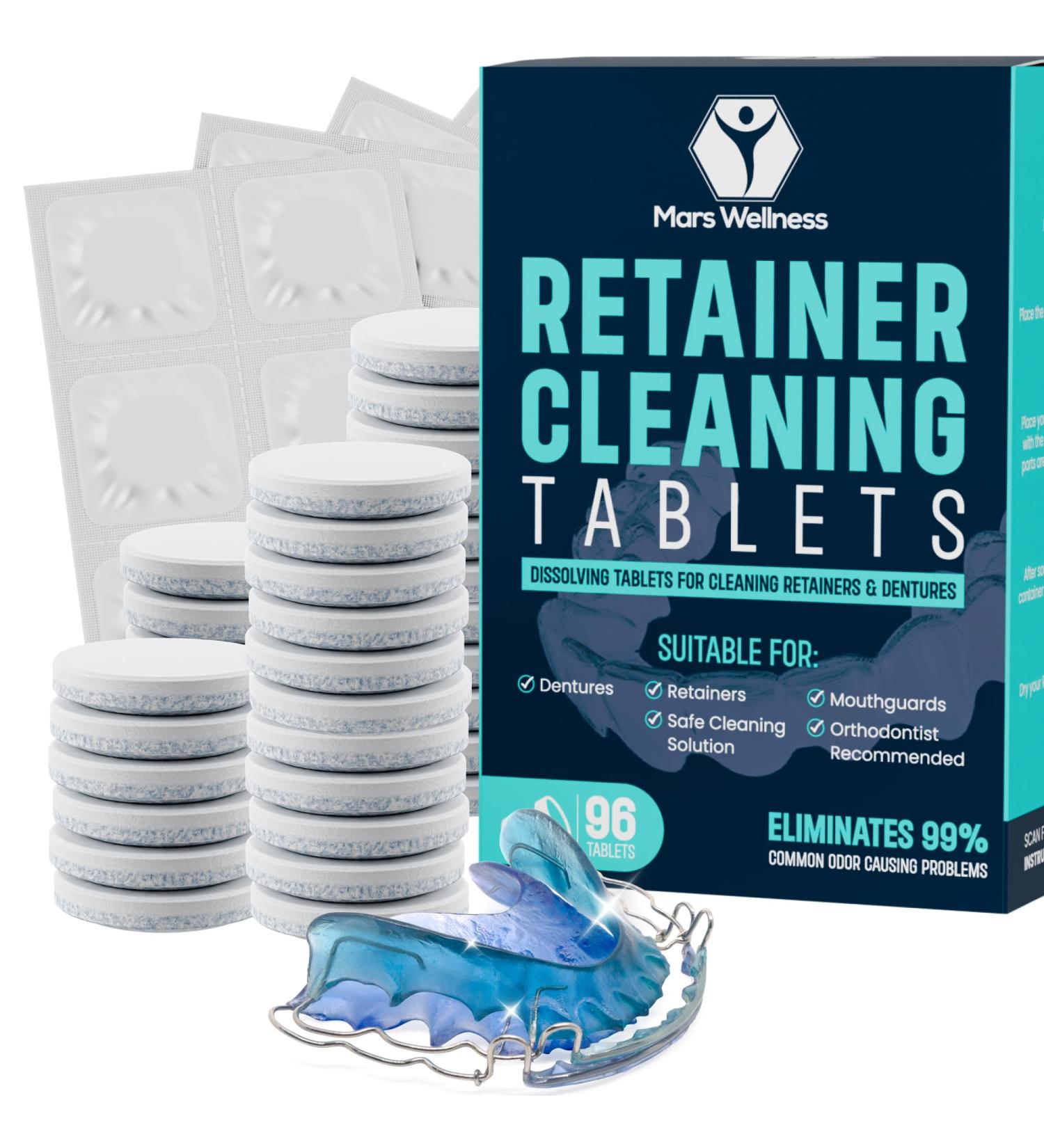 Mars Wellness Retainer Cleaner Tablets - 96 Count Denture Cleaning Tablets Mouthguard Cleaner Effectively Removes Odors and Stains Fresh Oral Hygiene Solution - Buy Online on GoSupps.com