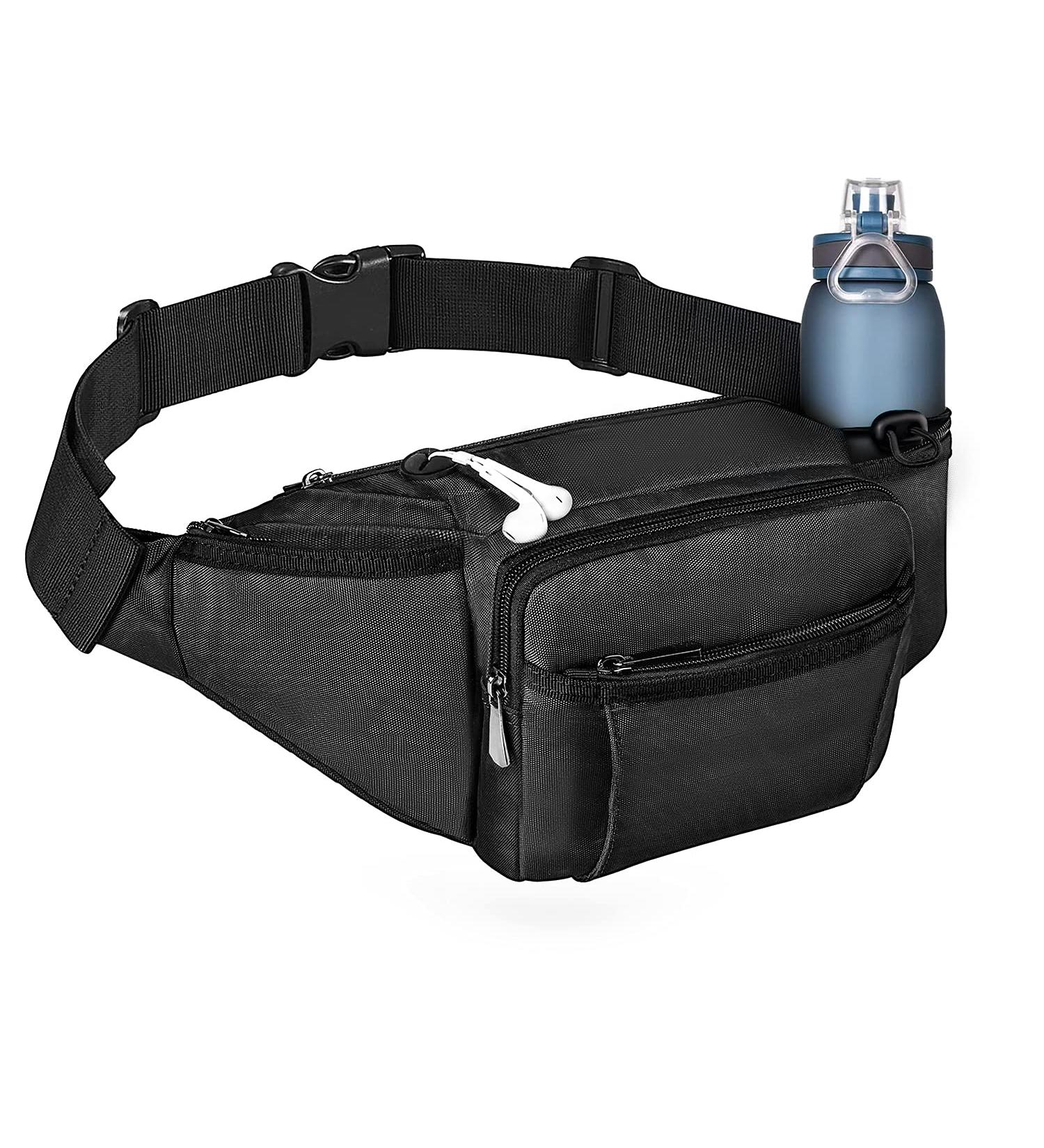 NOOLA Large Fanny Pack with Water Bottle Holder - Adjustable Waist Bag for Outdoors, Travel, and Exercise - Black - Buy Online on GoSupps.com