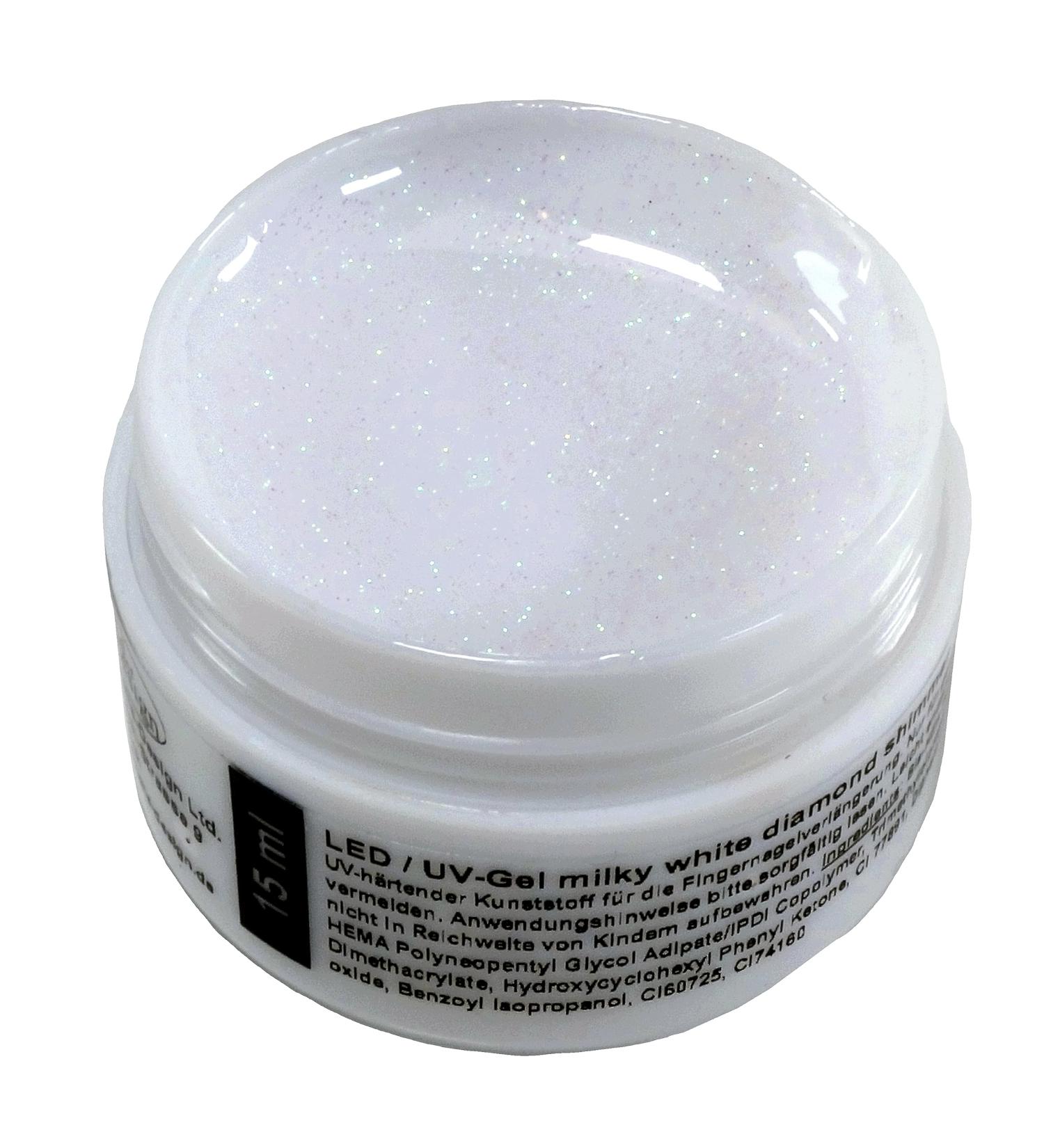  World of Nails-Design LED/UV Diamond Shimmer Building Gel with Fine Glitter Particles 5ml (Milky White) - Buy Online on GoSupps.com