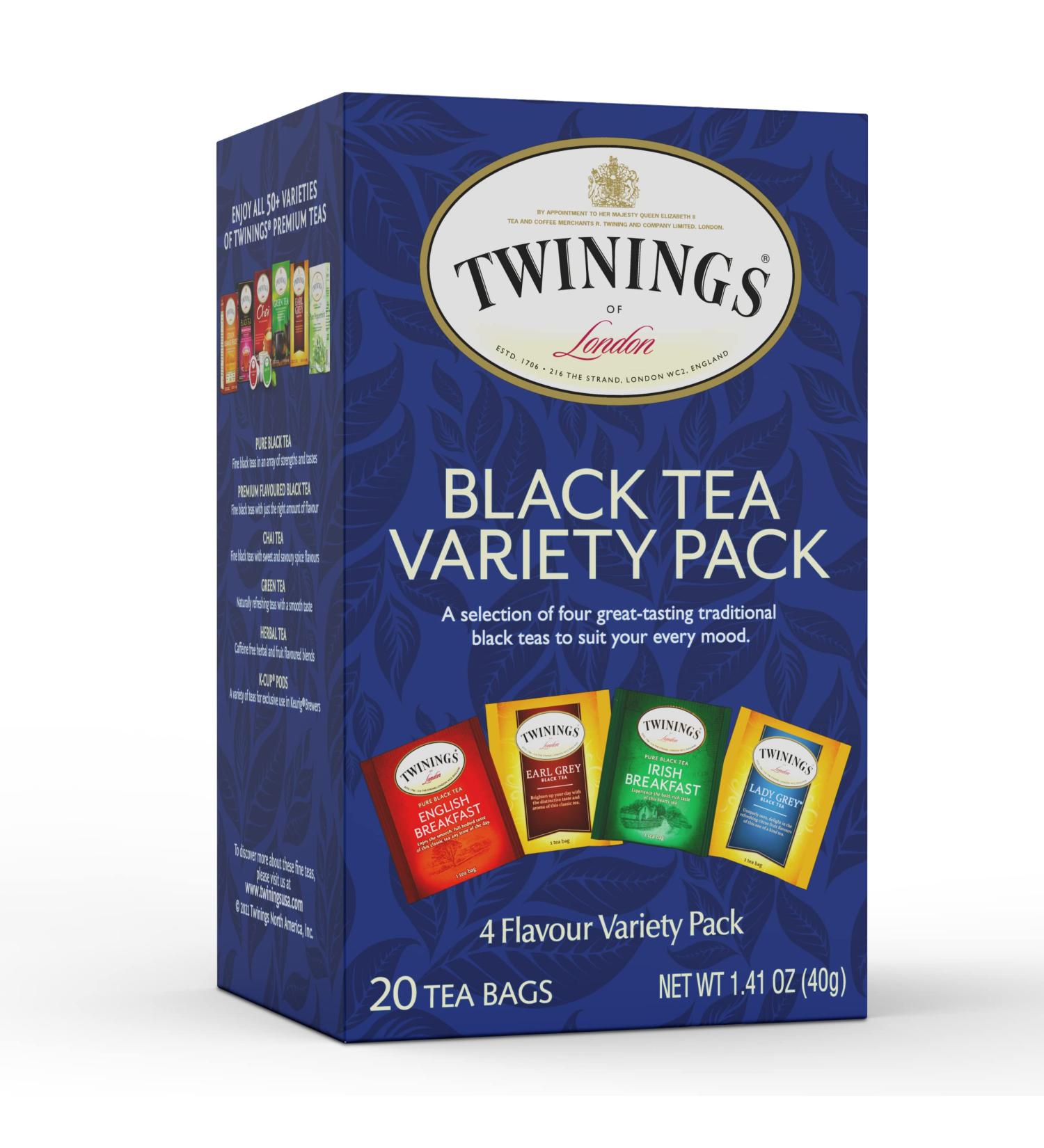 Twinings Black Tea Variety Pack - 20 Tea Bags | Premium Quality - 1.41 oz (40g) - Buy Online on GoSupps.com