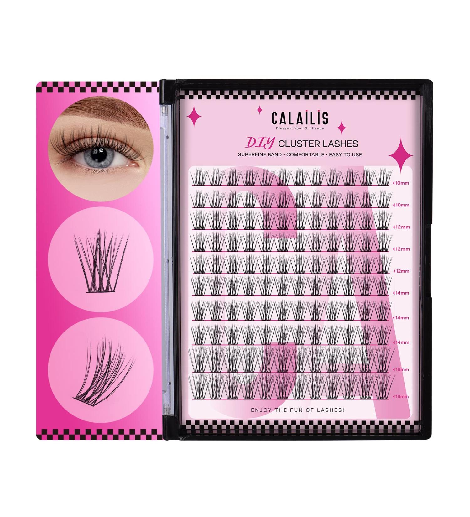 Calailis DIY Individual Eyelashes - 120 PCs D Curl Cluster Lashes for Home Application (10-16mm A12 Mix) | Shop Quality Lash Extensions - Buy Online on GoSupps.com