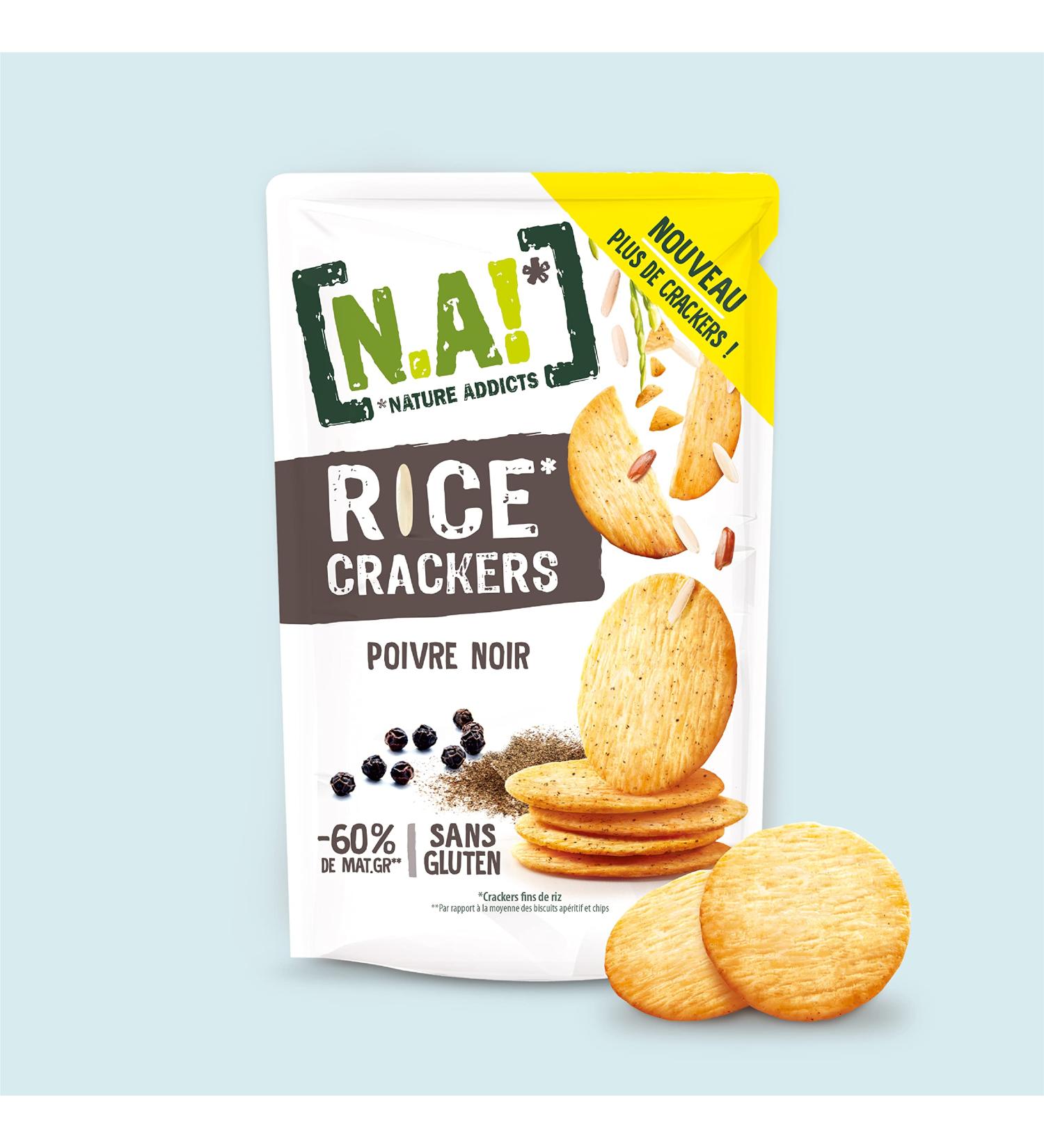 N / A! Nature Addicts Rice Crackers Black Pepper 12 Bags of 85 g - Fine Rice Crackers Light and Crunchy - 60% Less Fat Than Bi - Buy Online on GoSupps.com