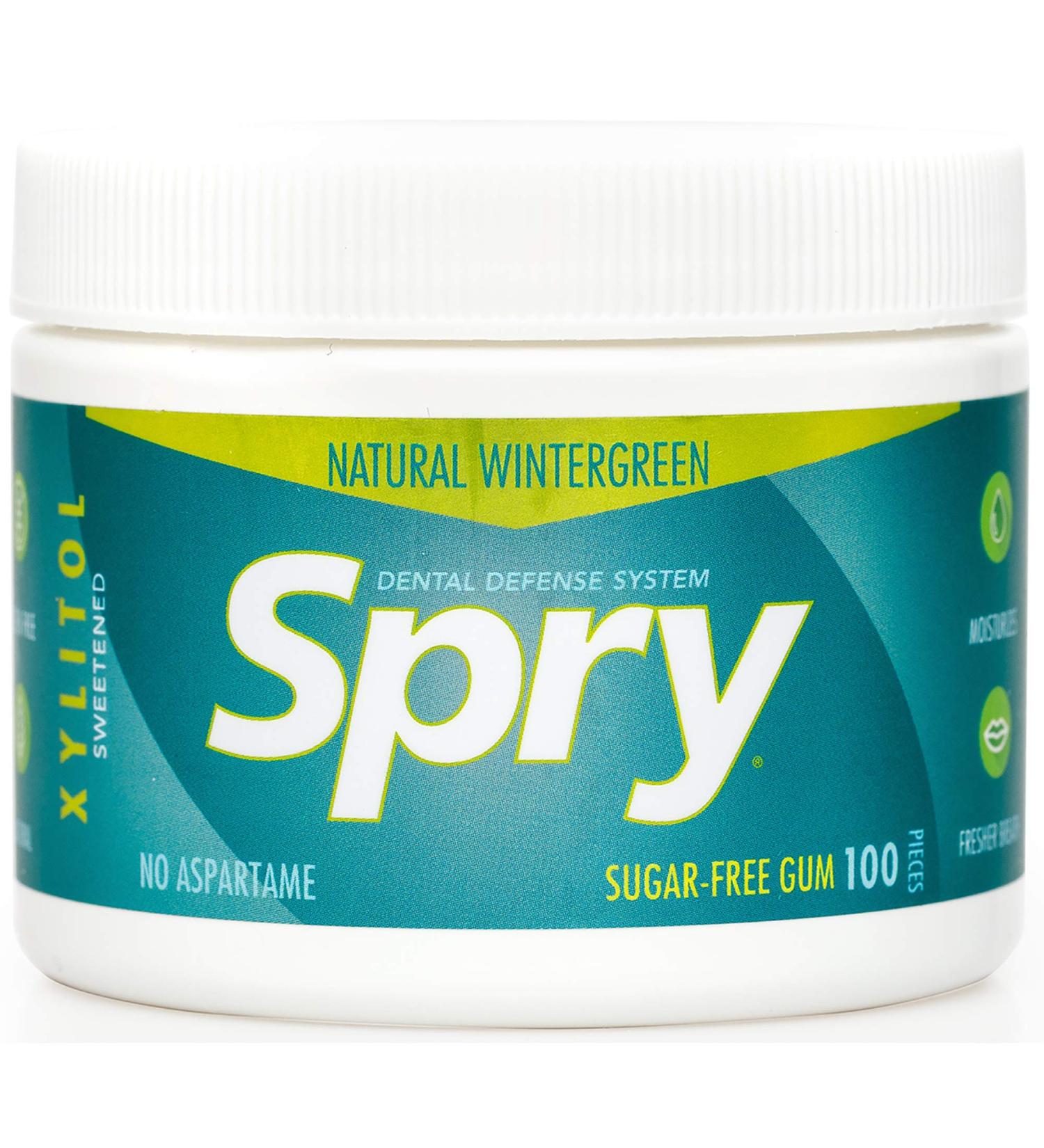 Spry Natural Xylitol Chewing Gum - Aspartame-Free, Sugar-Free, Wintergreen, 100 Count - Buy Online on GoSupps.com