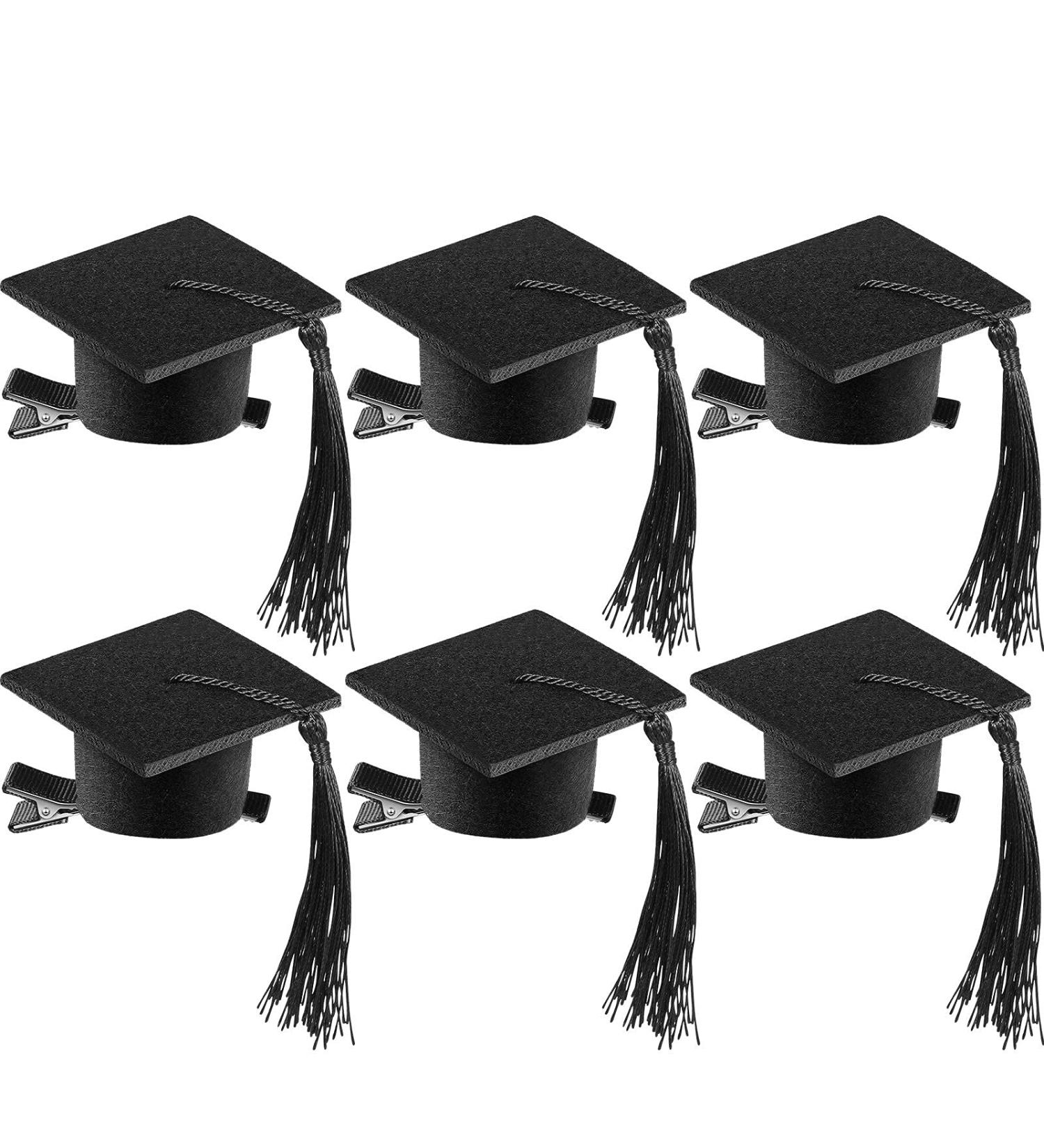 6 Graduation Hat Hair Clips - Mini Cap Hairpins for Girls | Graduation Party Accessories - Buy Online on GoSupps.com