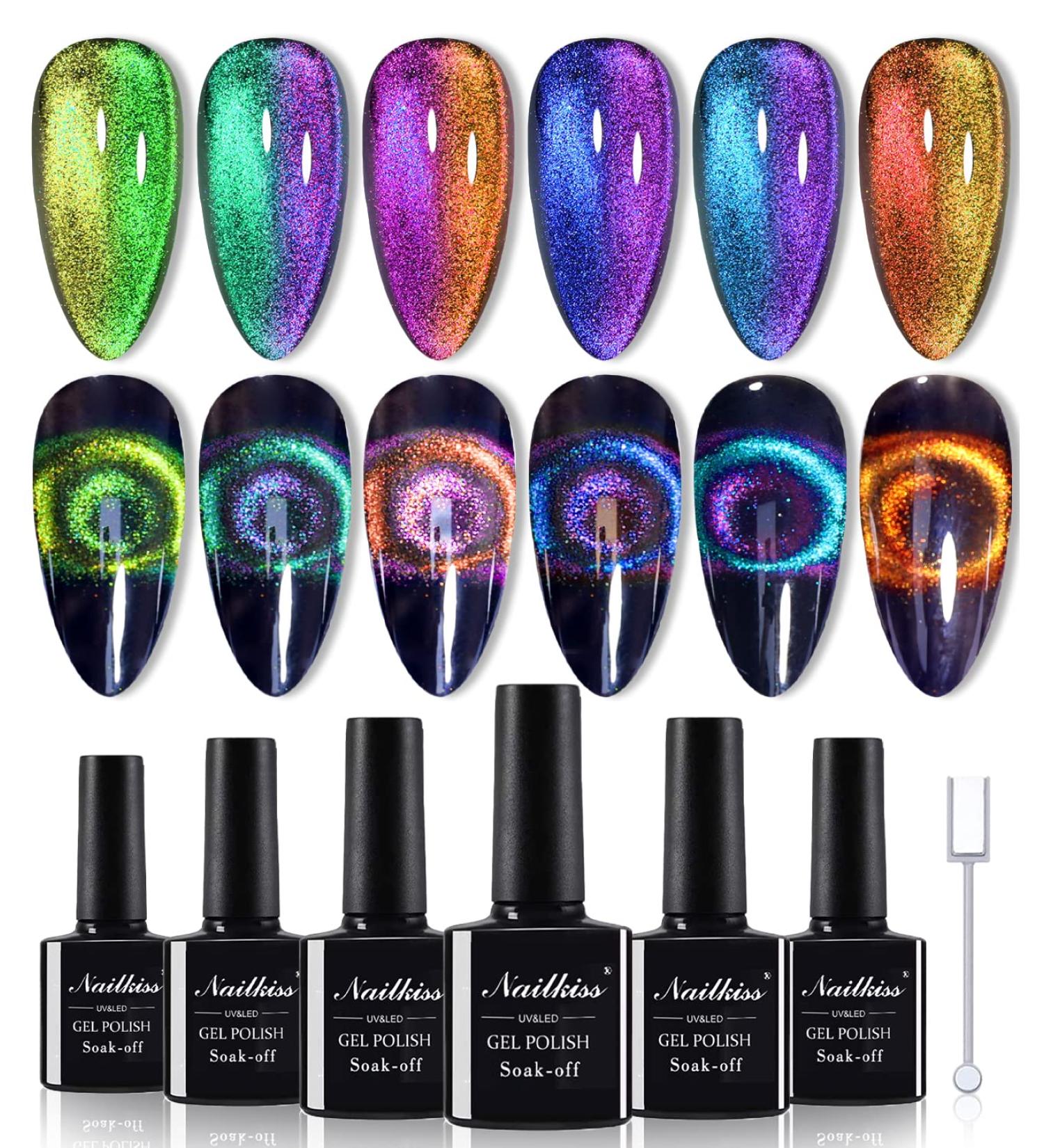 9D Cat Eye Gel Polish Set - Holographic Magic Galaxy Chameleon Effect - 6PCS - Buy Online on GoSupps.com