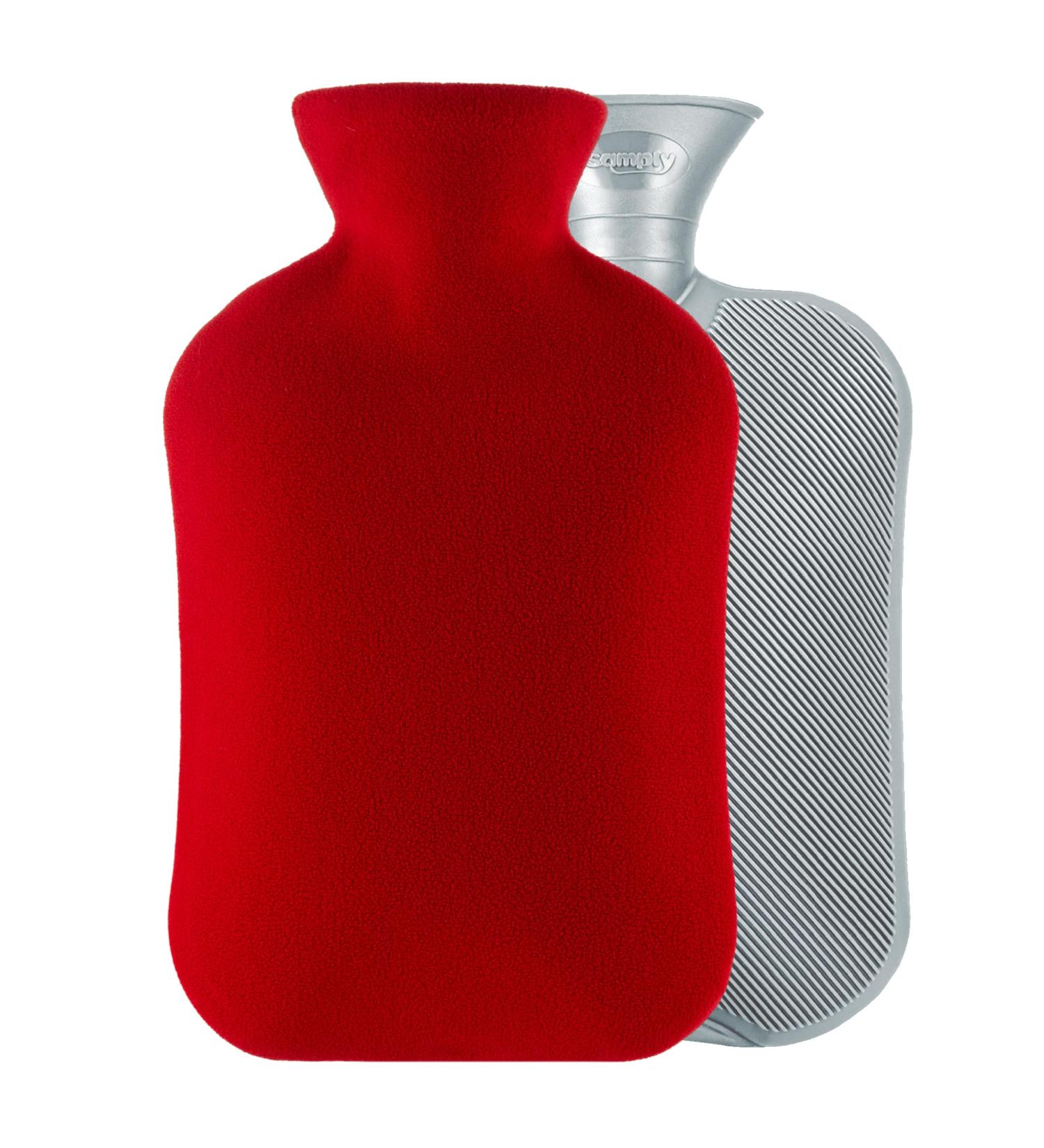 Samply 2L Hot Water Bottle with Soft Cover for Neck and Shoulder Pain Relief - Hot/Cold Therapy, Hand Feet Warmer - Red Light Red - Buy Online on GoSupps.com