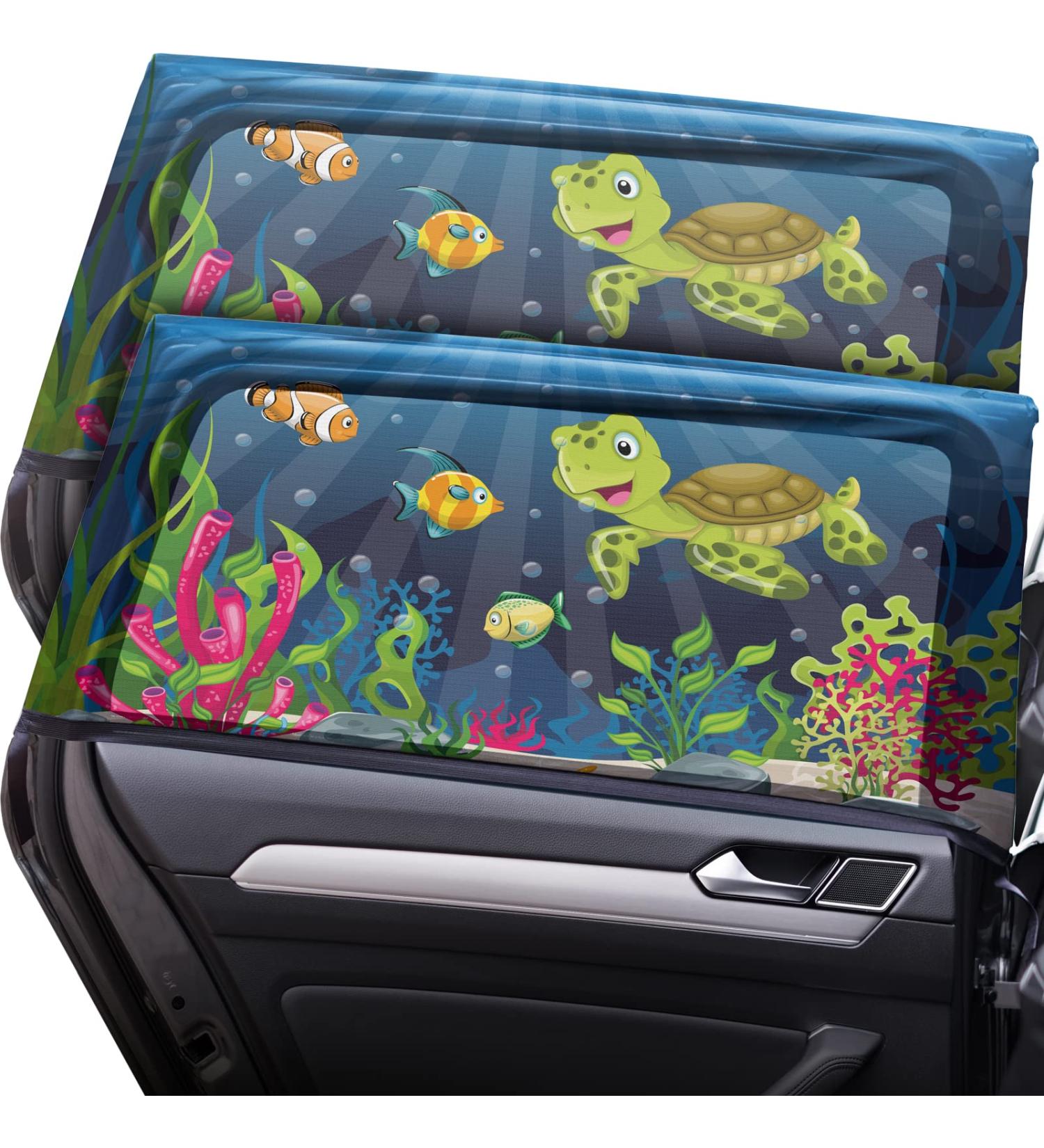 Caramaz UV Protection Sun Shades for Kids - 2 Pack Turtle Design - Size L for Medium/Large Windows - Buy Online on GoSupps.com