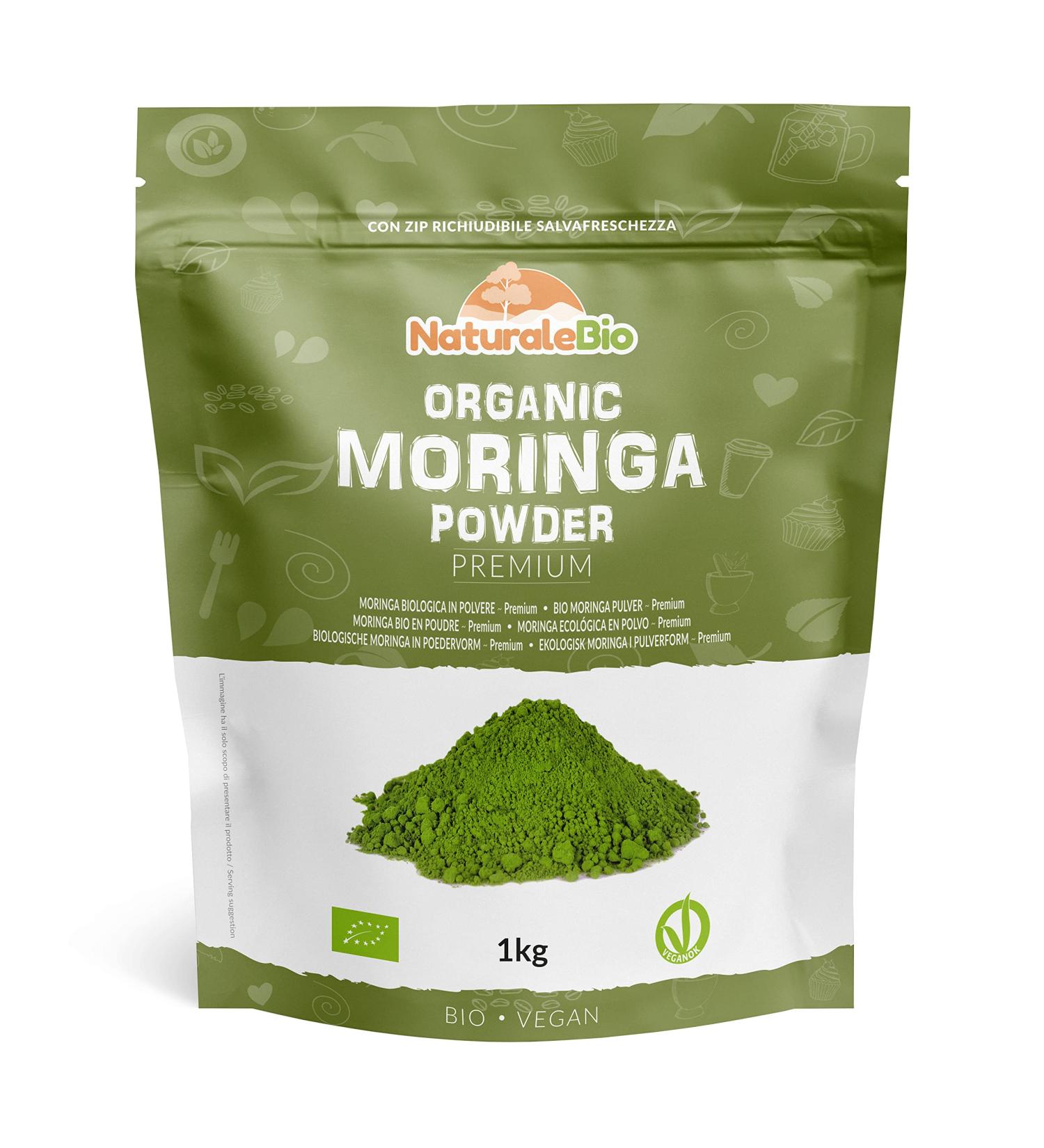 Organic Moringa Oleifera Leaf Powder 1kg - Premium Quality Bio Natural Pure NaturaleBio - Pack of 1 - Buy Online on GoSupps.com