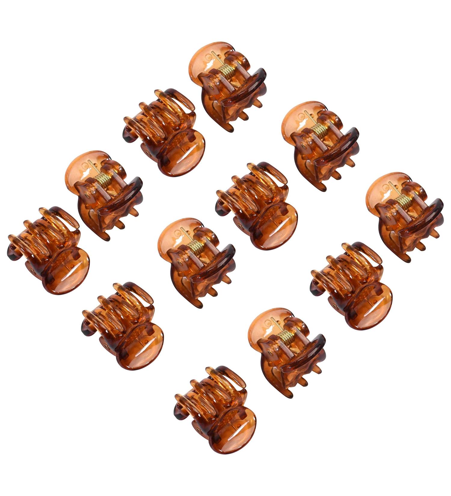 Buy TRIXES 12 Pieces Stylish Brown Mini Hair Clips - Hair Claws Pins & Clamps - International Shipping Available - Buy Online on GoSupps.com