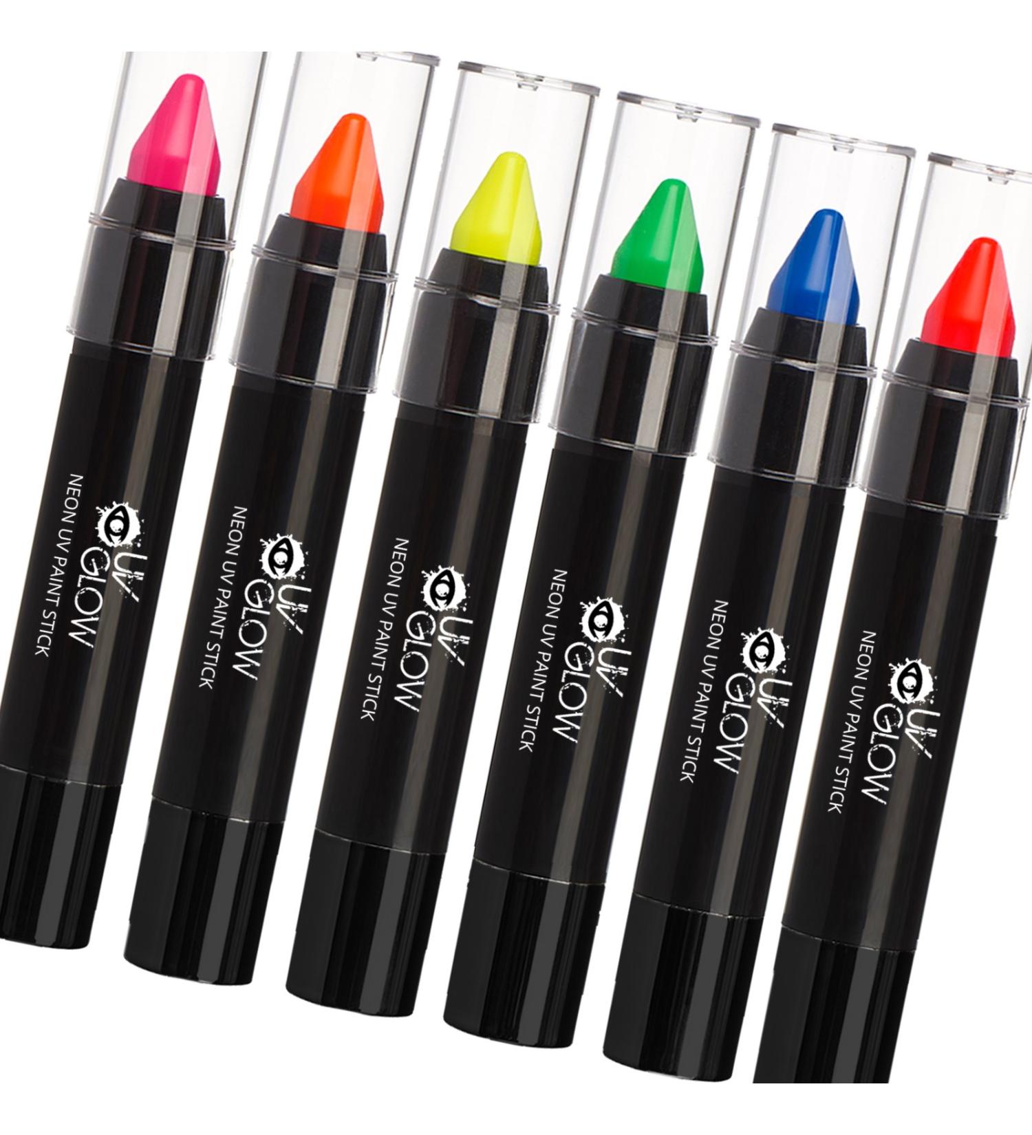 Genuine UV Glow Neon Face Paint Stick Set - 6 Bright Colors - Glows Under UV Light - 6 Count Pack - Buy Online on GoSupps.com