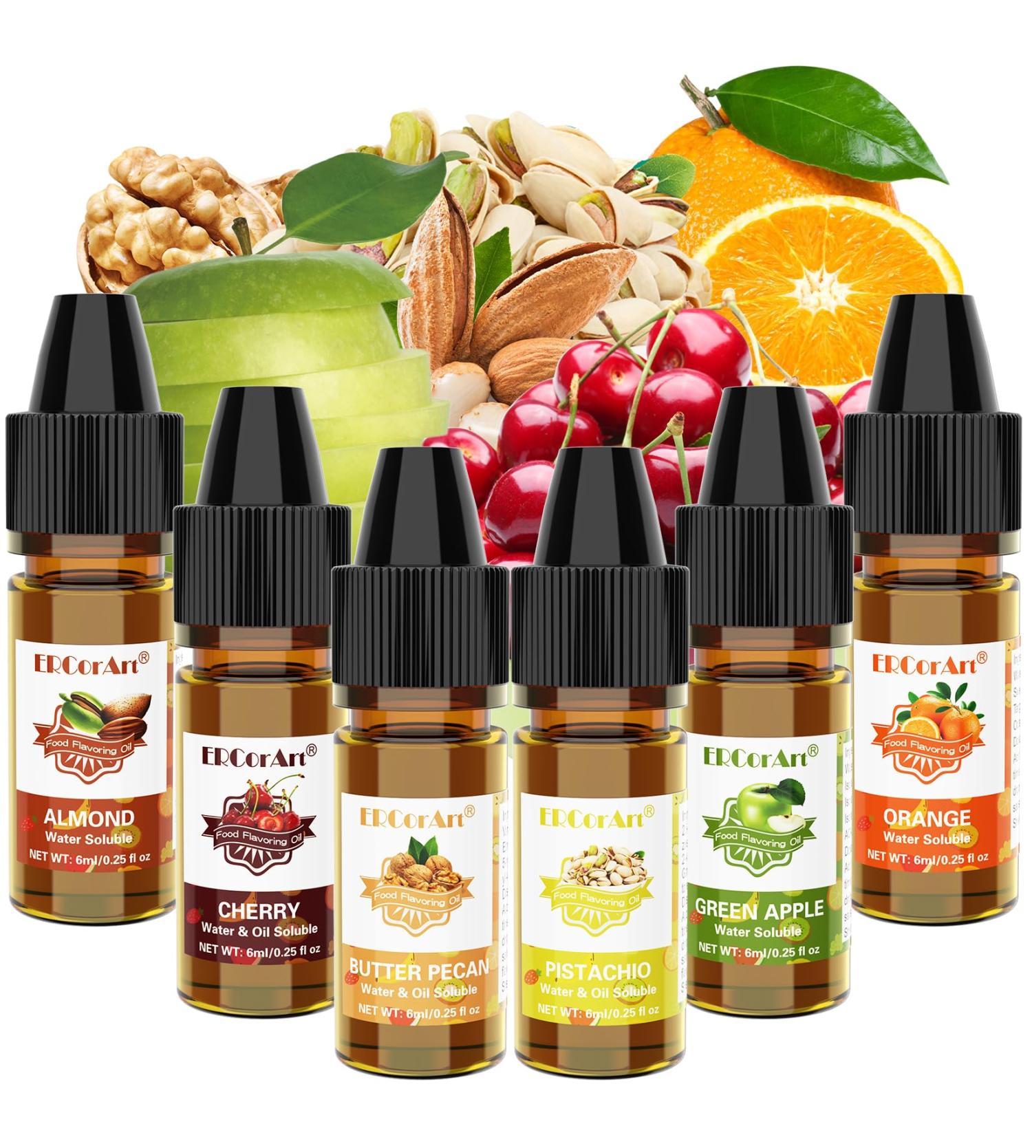 Food Flavoring Oil - Concentrated Candy Flavors 6 Liquid Lip Gloss Flavoring Oil Almond Butter Pecan Pistachio Flavor Oil for Baking Cooking Slime Making Drinks Water & Oil Soluble - 0.25 Fl Oz - Buy Online on GoSupps.com