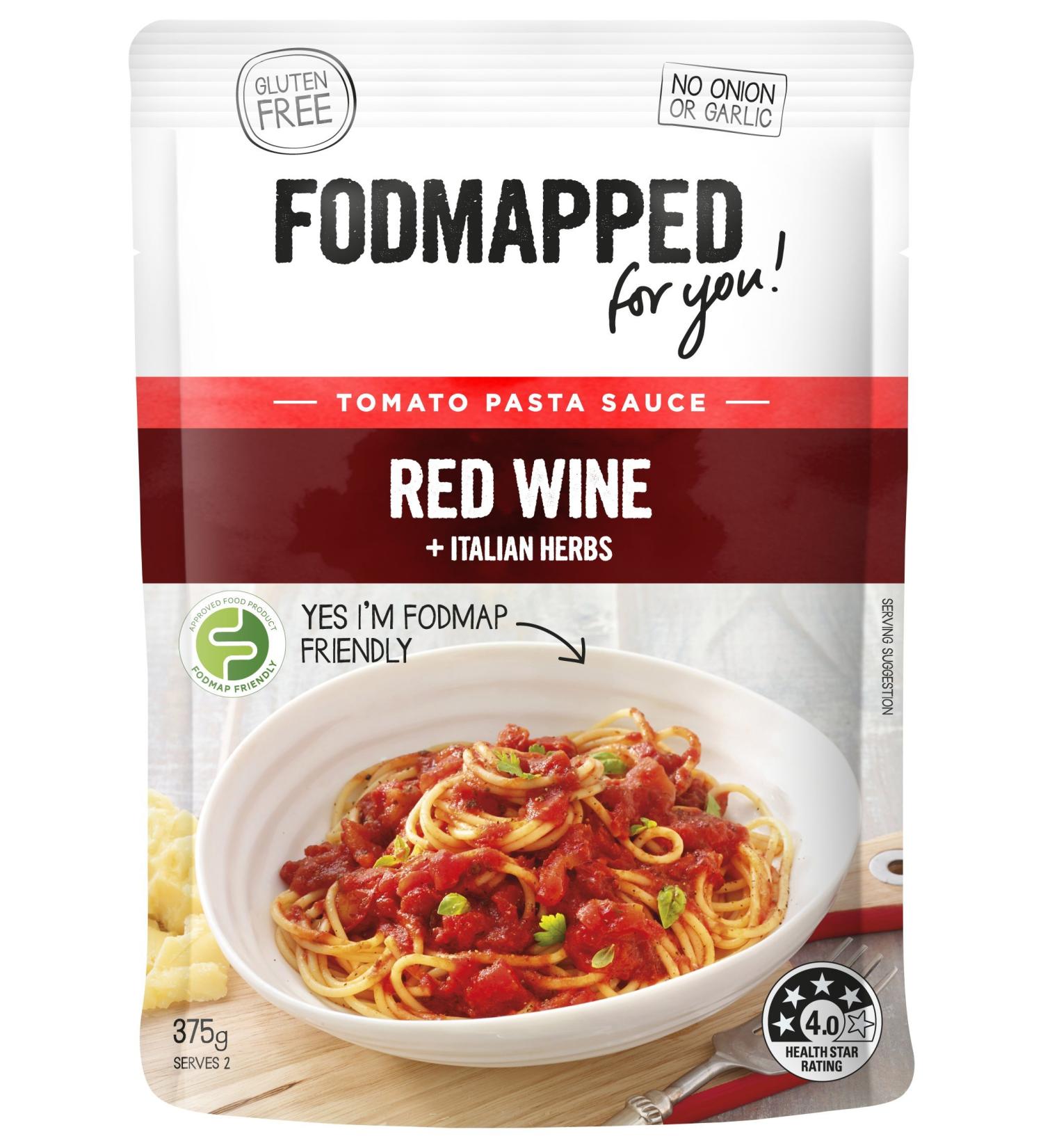 Fodmapped Red Wine and Italian Herbs Tomato Paste Sauce 375 g