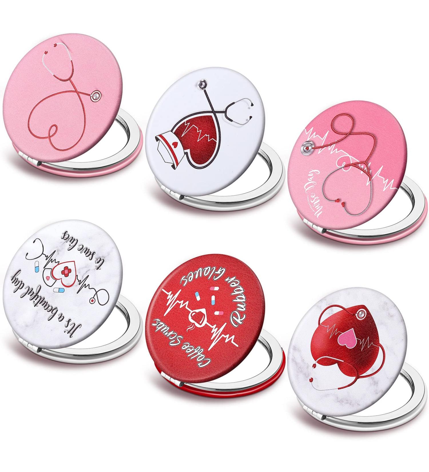 Berlune Nurse Gifts - 6 Piece Compact Mirror Set for Women | Nurse Appreciation & Graduate Gifts | Double-Sided Magnifying Metal Pocket Makeup Mirrors - Buy Online on GoSupps.com
