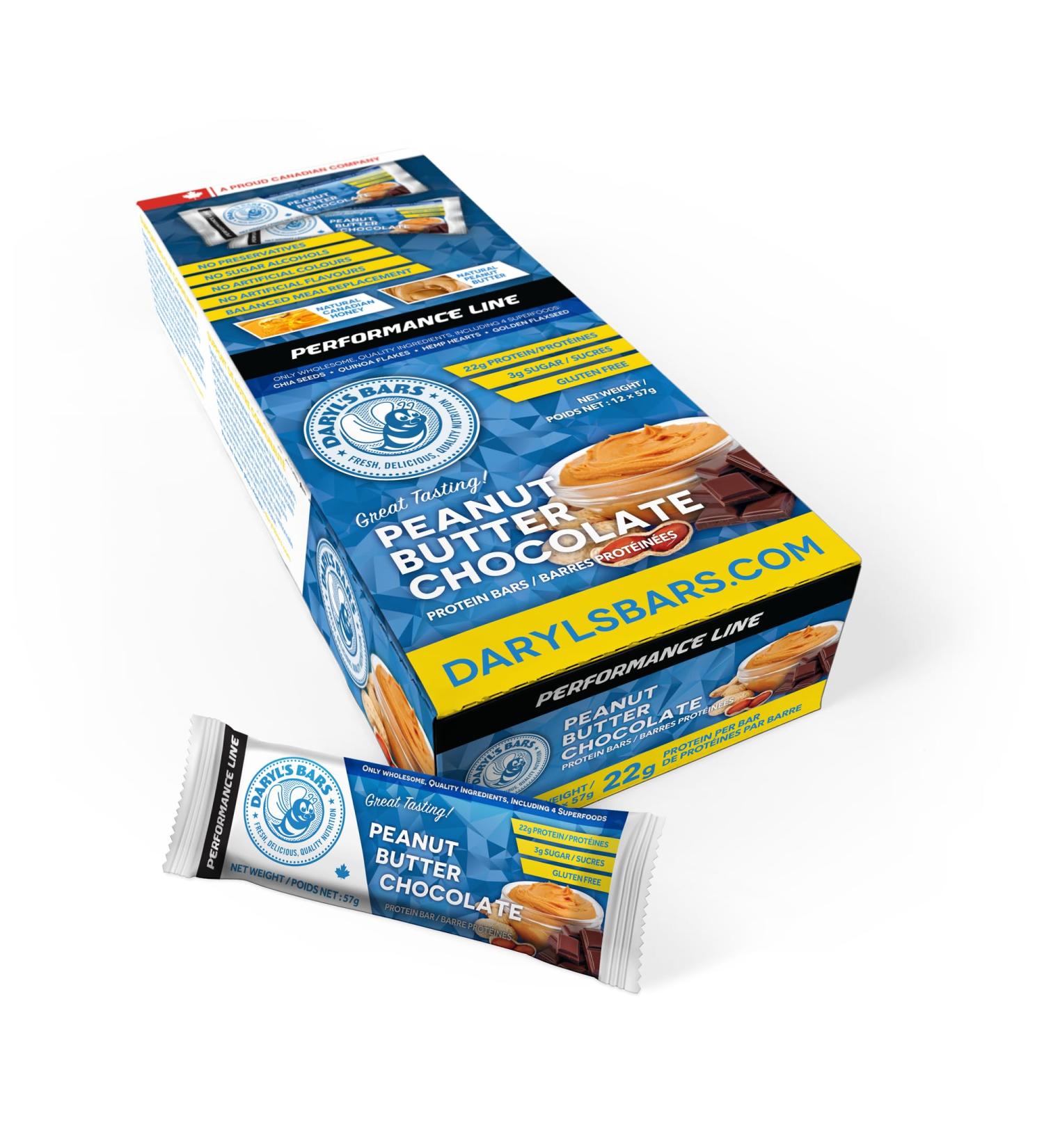 Daryl's Performance Line Peanut Butter Chocolate Gluten Free Protein Bars (12 Bars)