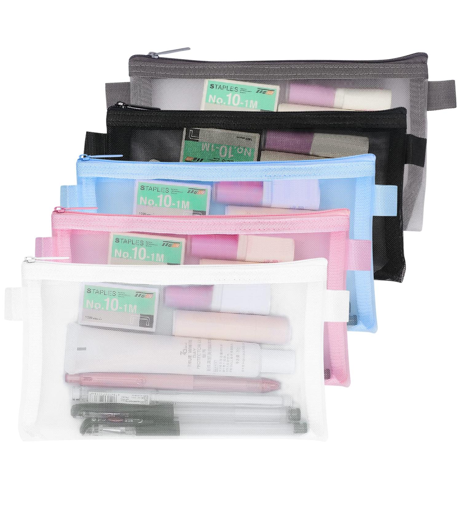 Classycoo Mesh Pen Bag 5 PCS Zipper Mesh Pencil Bags Multifunctional Makeup Bag A-5 Colors - Buy Online on GoSupps.com