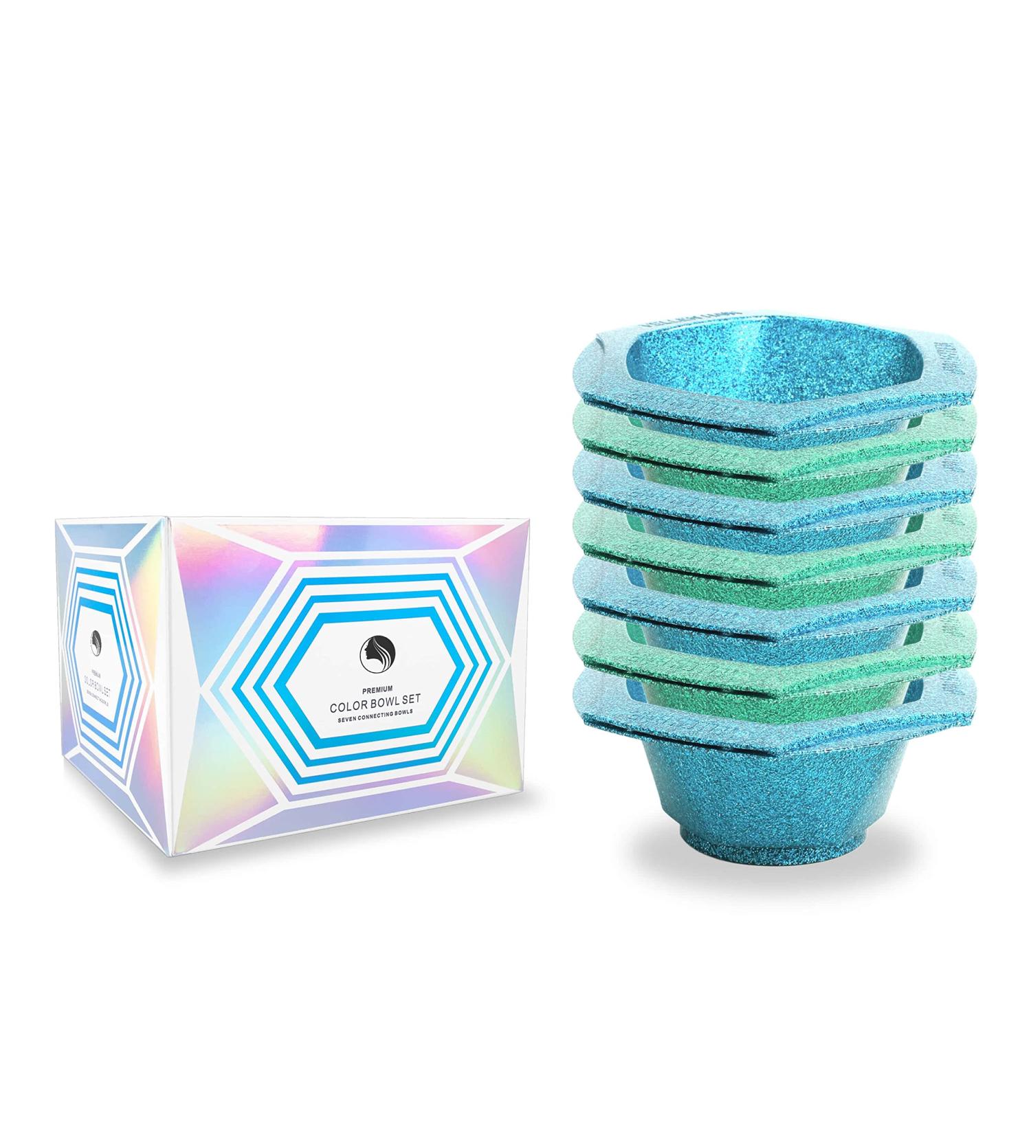 Vellen Hair Professional Glam Color Bowls - 7 Pack Mint/Blue, Non-Slip Rubber Bottom, Snappable Design - Buy Online on GoSupps.com