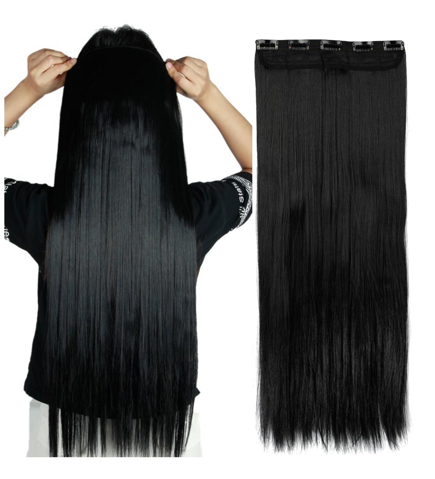 S-noilite Elegant 30 Longest Curly Dark Black Clip In Hair Extensions - 3/4 Full Head, 5 Clips, Quality Guarantee - 30 Inch - Buy Online on GoSupps.com