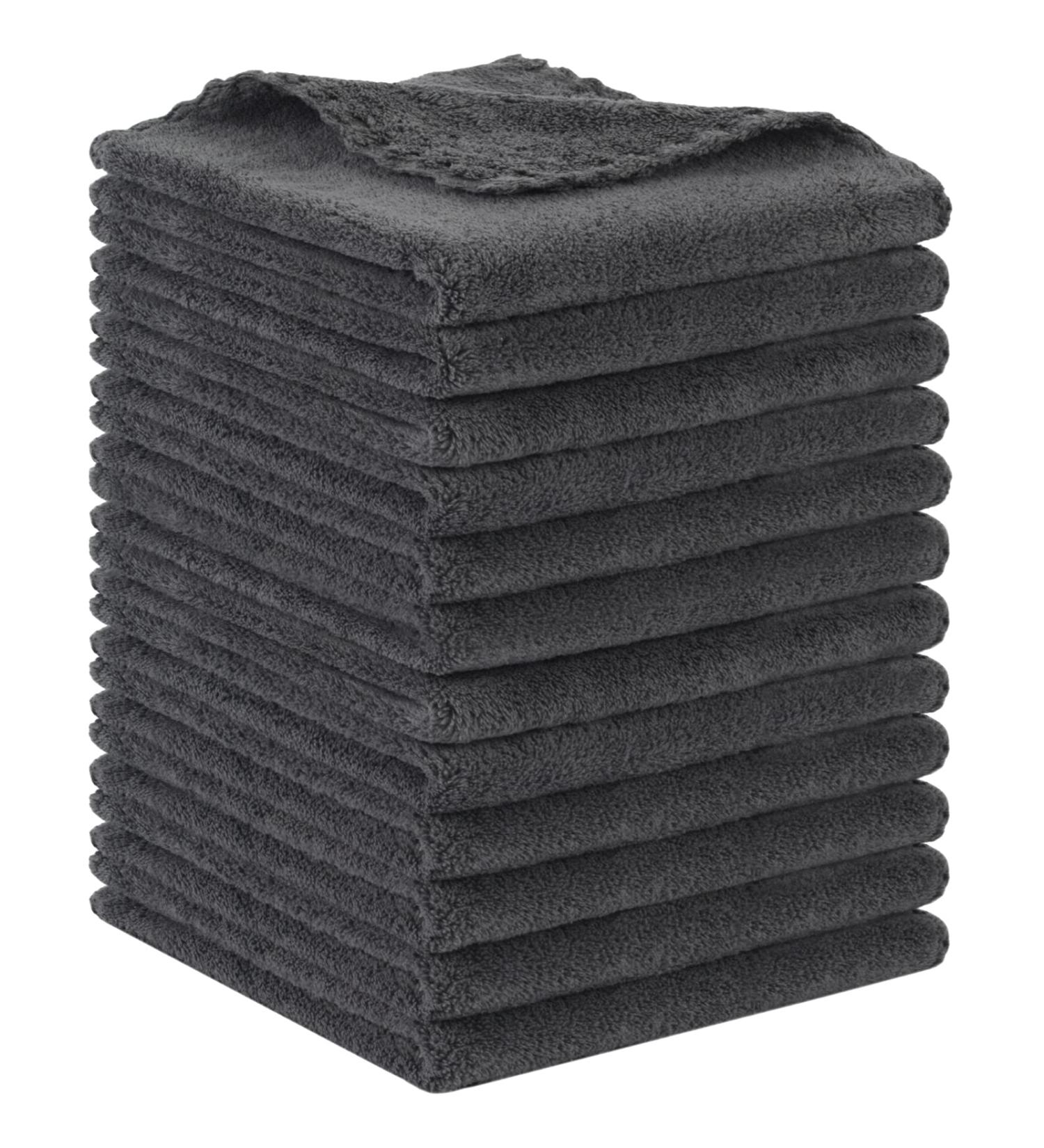 Sunland Dark Gray Microfiber Wavy Makeup Remover - Reusable Facial Cleaning Cloths (27.9 x 27.10 cm 1 Piece 12 Pack) | Eco-Friendly & Ultra-Soft - Buy Online on GoSupps.com
