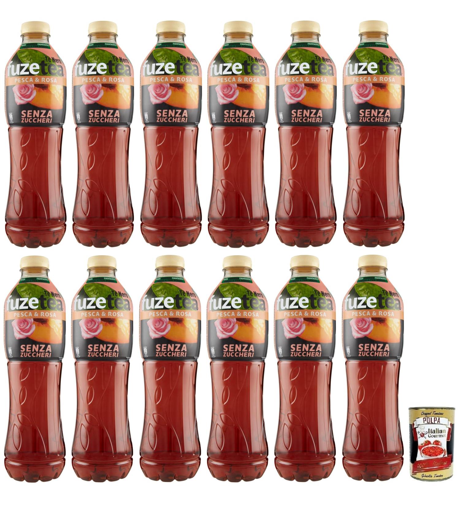  Italian Gourmet E.R. Fuze Tea Senza Zuccheri Pesca Set of 12 disposable PET bottles without sugar 1.25 l + 400 g Gourmet Italian Gourmet Pomodoro Pulp - Buy Online on GoSupps.com