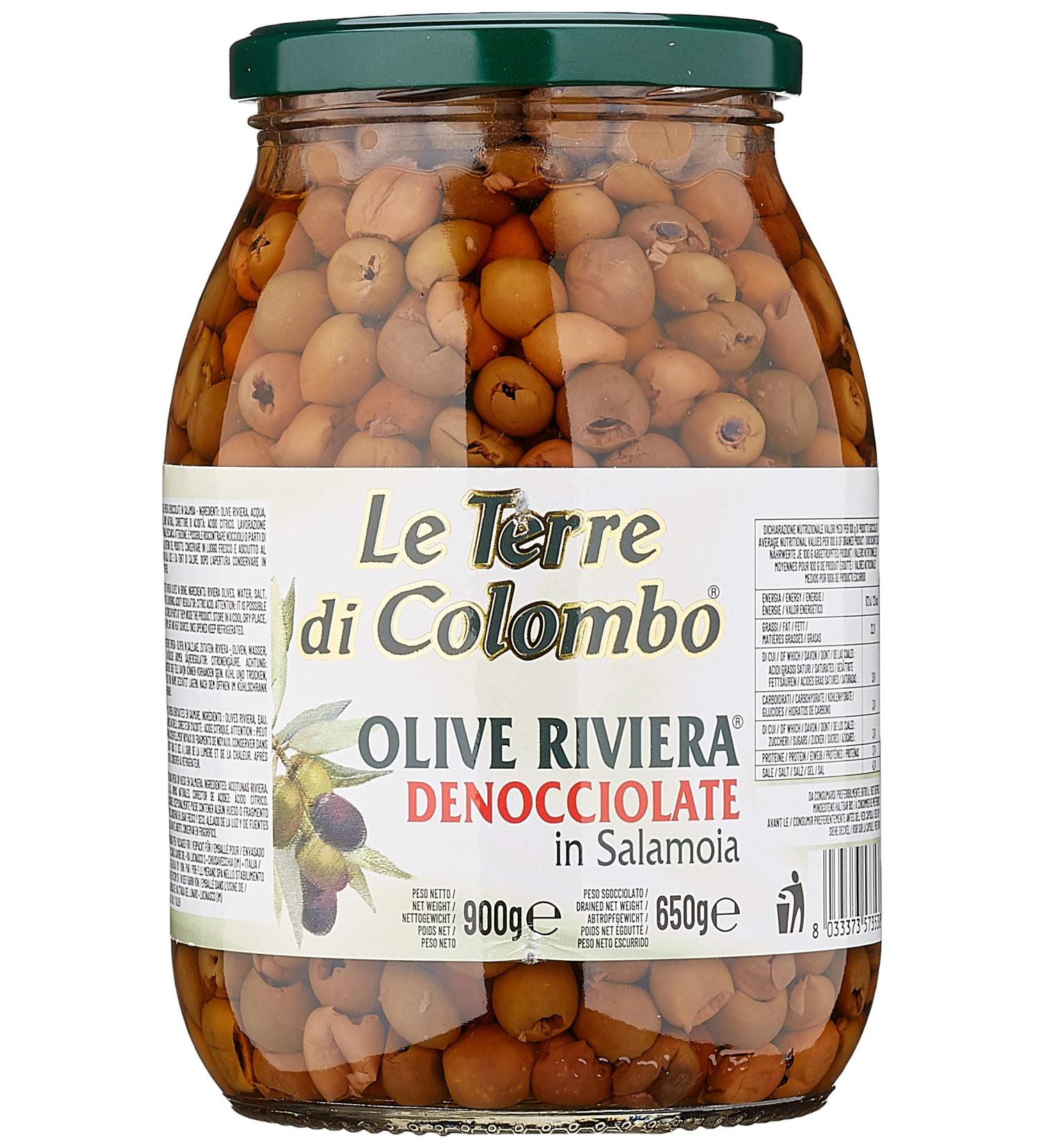 Buy Le Terre di Colombo Pitted Riviera Olives in Brine 900g - Premium Quality International Shipping - Buy Online on GoSupps.com