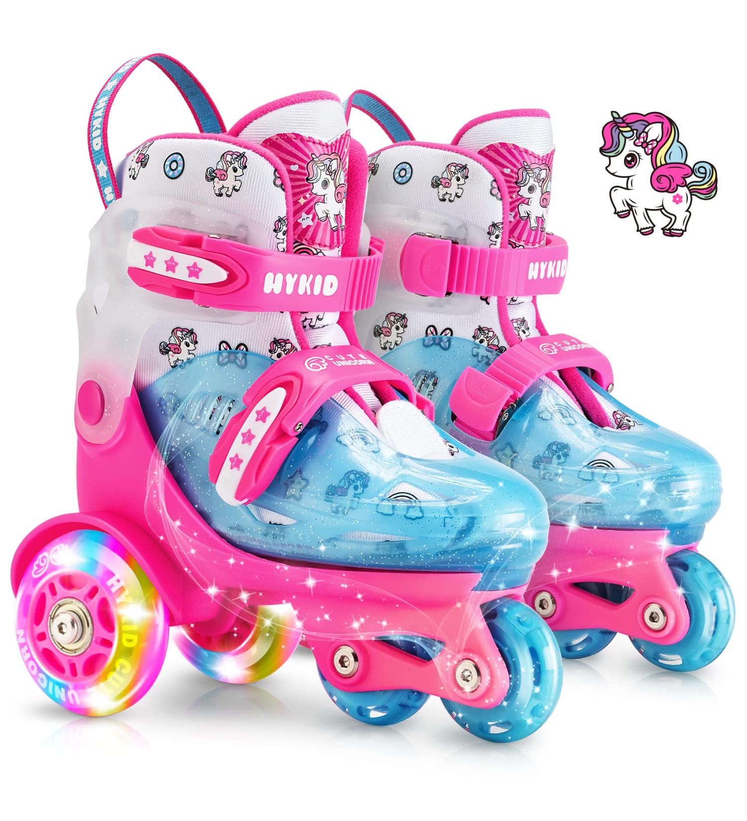 Adjustable Toddler Roller Skates (Ages 3-9) | Illuminating Safety | Unicorn Rose Pink | XS-Small (8-11 US Kids) - Buy Online on GoSupps.com
