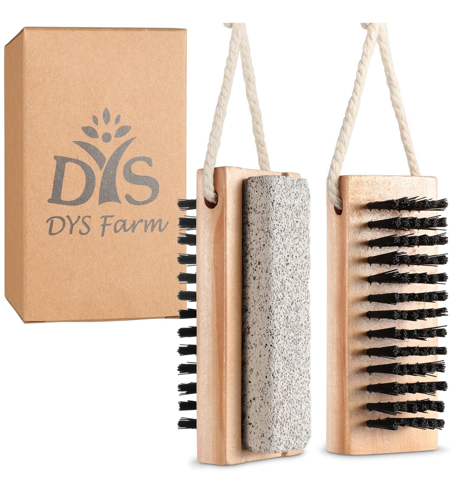 2-in-1 Nail Brushes for Cleaning Fingernails & Exfoliating Feet - Wooden Foot Scrubber with Pumice Stone | Manicure Pedicure Tools - Buy Online on GoSupps.com