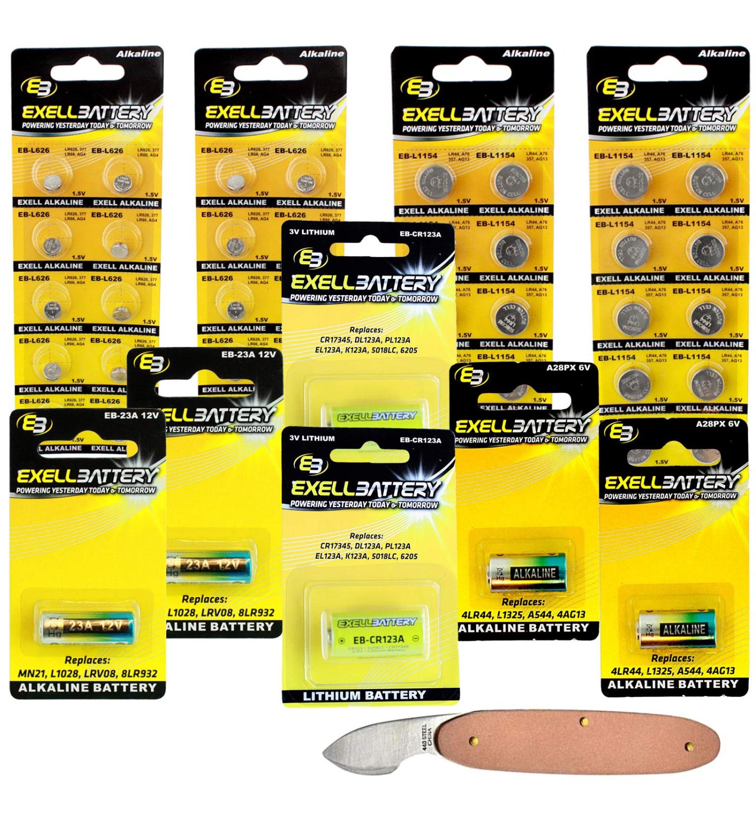47pc Essential Battery Kit - CR123A 23A A28PX L626 L1154 & Watch Opener | International Shipping Available - Buy Online on GoSupps.com