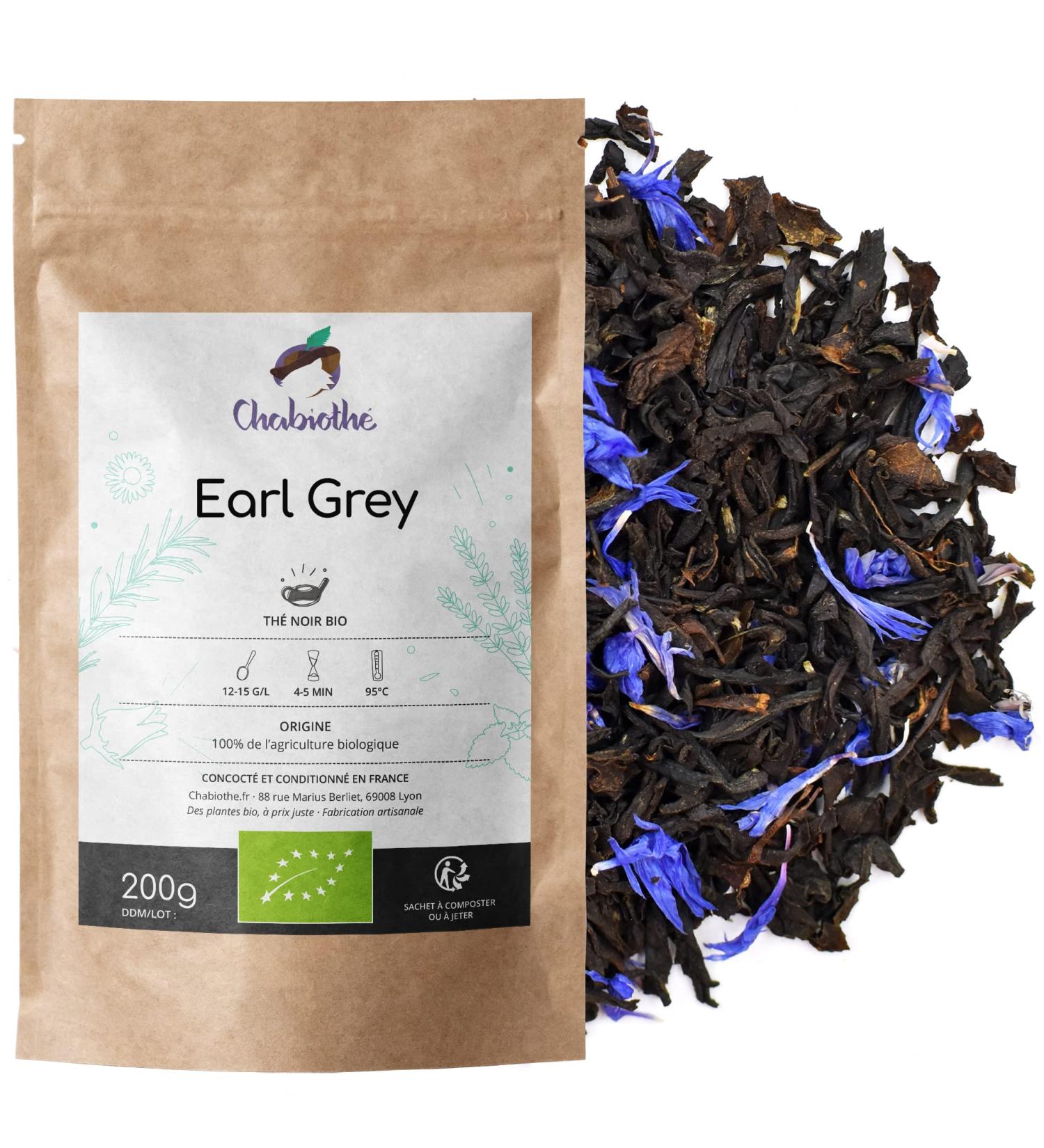  Chabioth Chabioth - Organic Earl Grey black tea 200g - bergamot and blueberry essential oil - flavored black tea in bulk - made in Fr - Buy Online on GoSupps.com