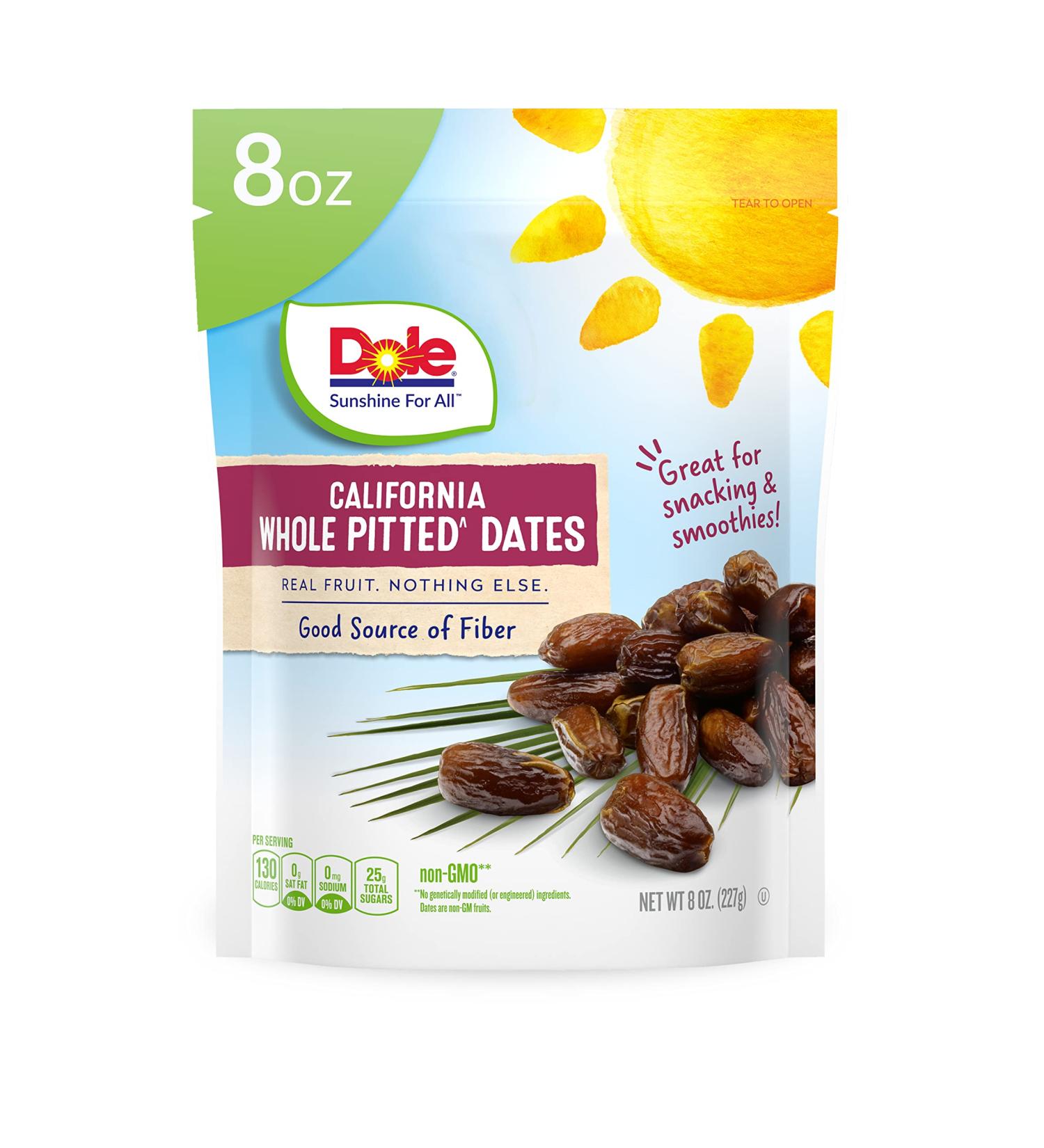 Dole California Whole Pitted Dates - 8 Oz Bag | Gluten-Free Dried Fruit Snack - Buy Online on GoSupps.com
