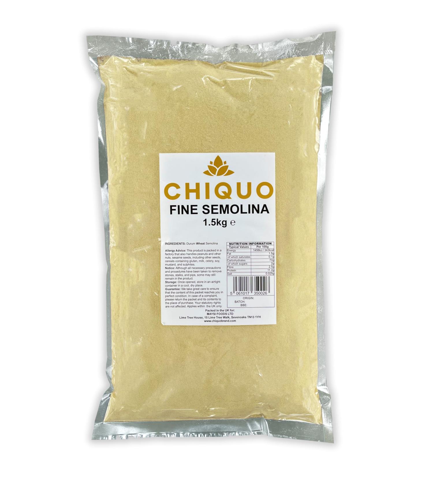 Chiquo Semolina Fine 1.5kg - Premium Quality Durum Wheat Flour for Perfect Pasta and Baking - Buy Online on GoSupps.com