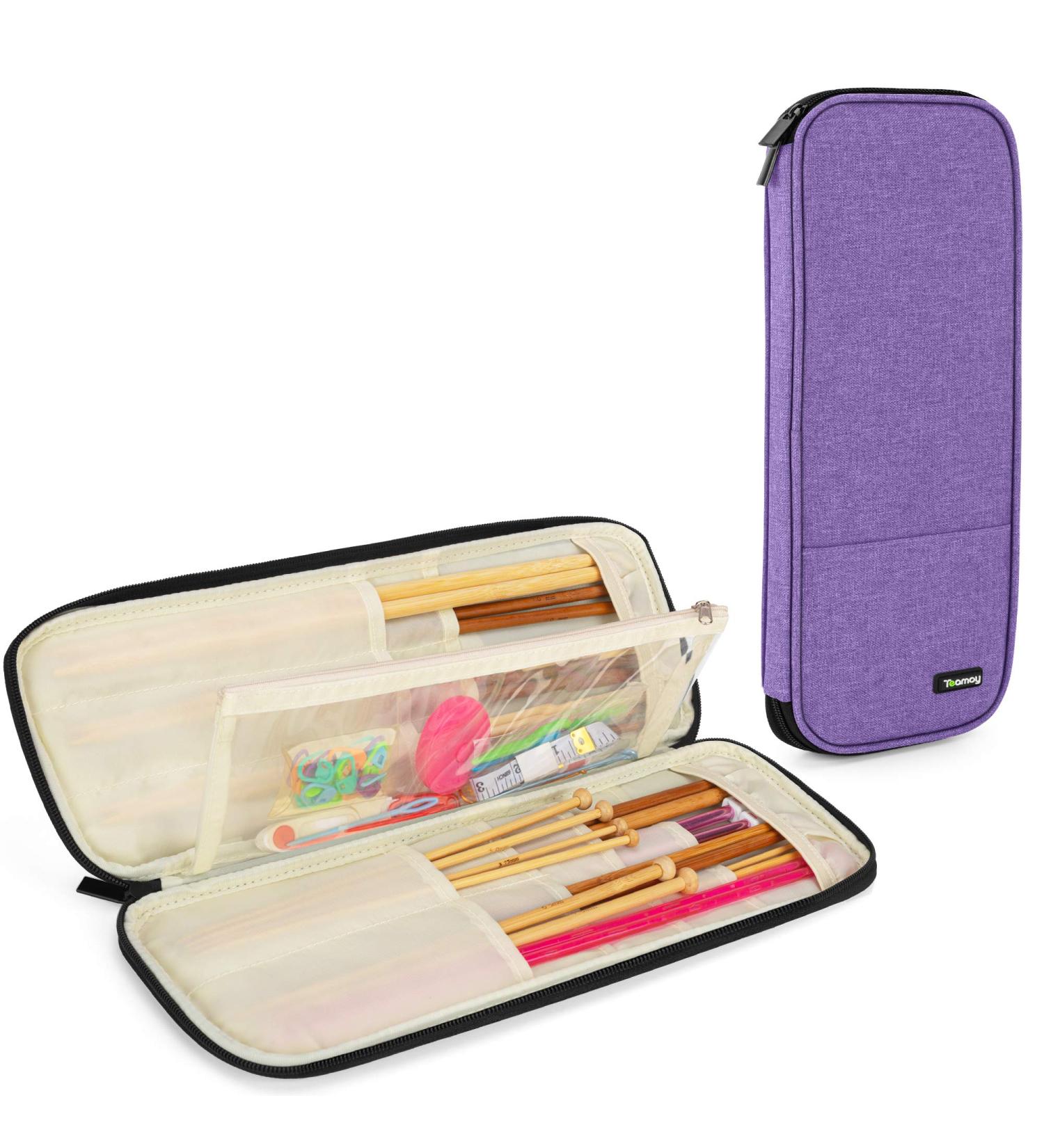 Teamoy Knitting Needles Case - Purple Travel Organizer Bag for Needles and Hooks (Up to 14'') - Buy Online on GoSupps.com