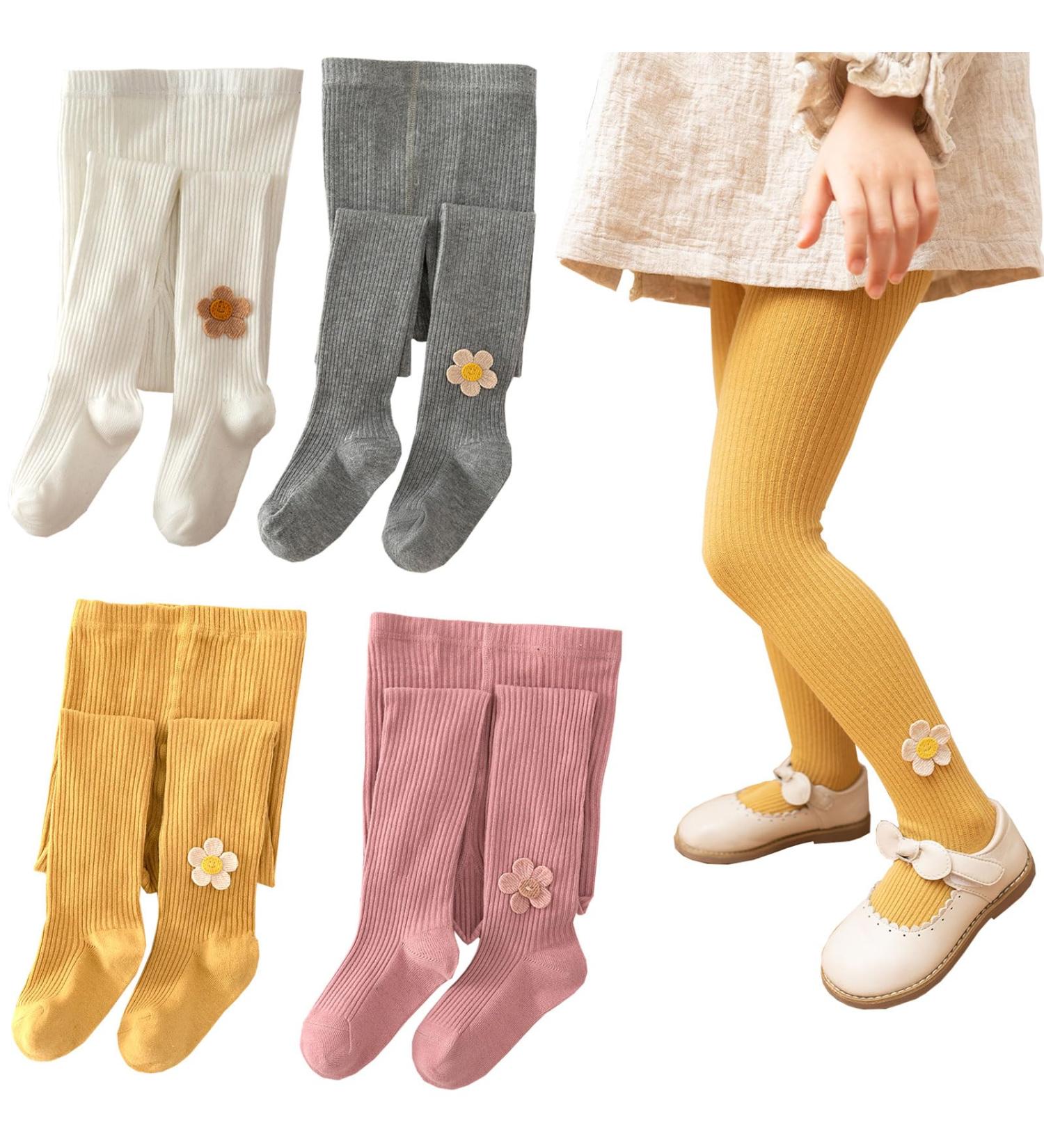 Silkglory 2 Pcs Girls Tights/ Leggings for Baby Toddler 4-5 Years White/Grey/Pink/Ginger - Girls' Pantyhose 2-9 Years - Buy Online on GoSupps.com