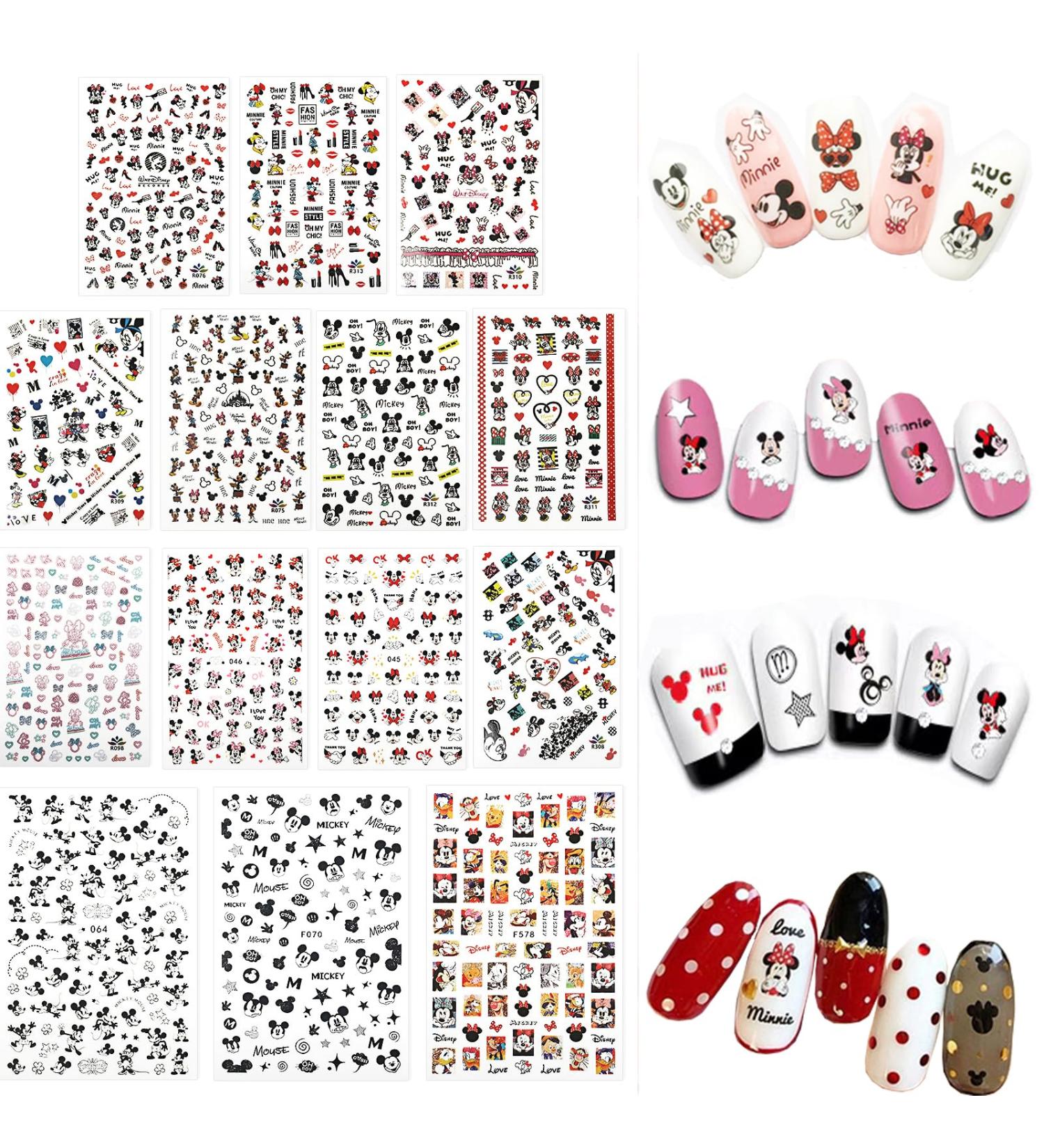 VPQNE 14 Sheet Cute Cartoon 3D Nail Art Stickers - Mickey & Minnie Mouse DIY Decals for Women & Girls - Buy Online on GoSupps.com