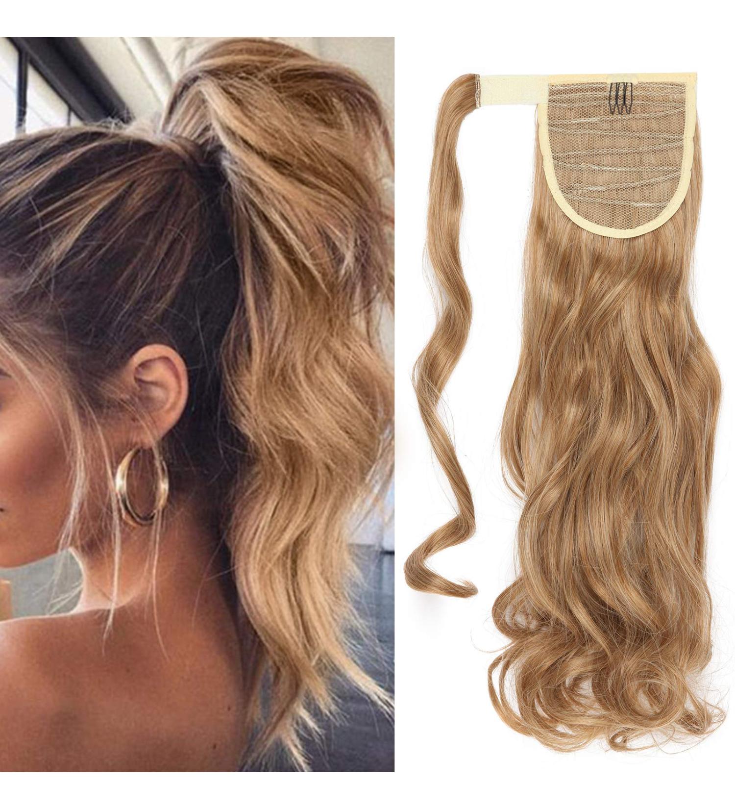 Sego 43cm Wavy Ponytail Hair Extension - Hell Ash Brown & Bleach Blonde Mix | Synthetic Hair Piece for Women - Buy Online on GoSupps.com