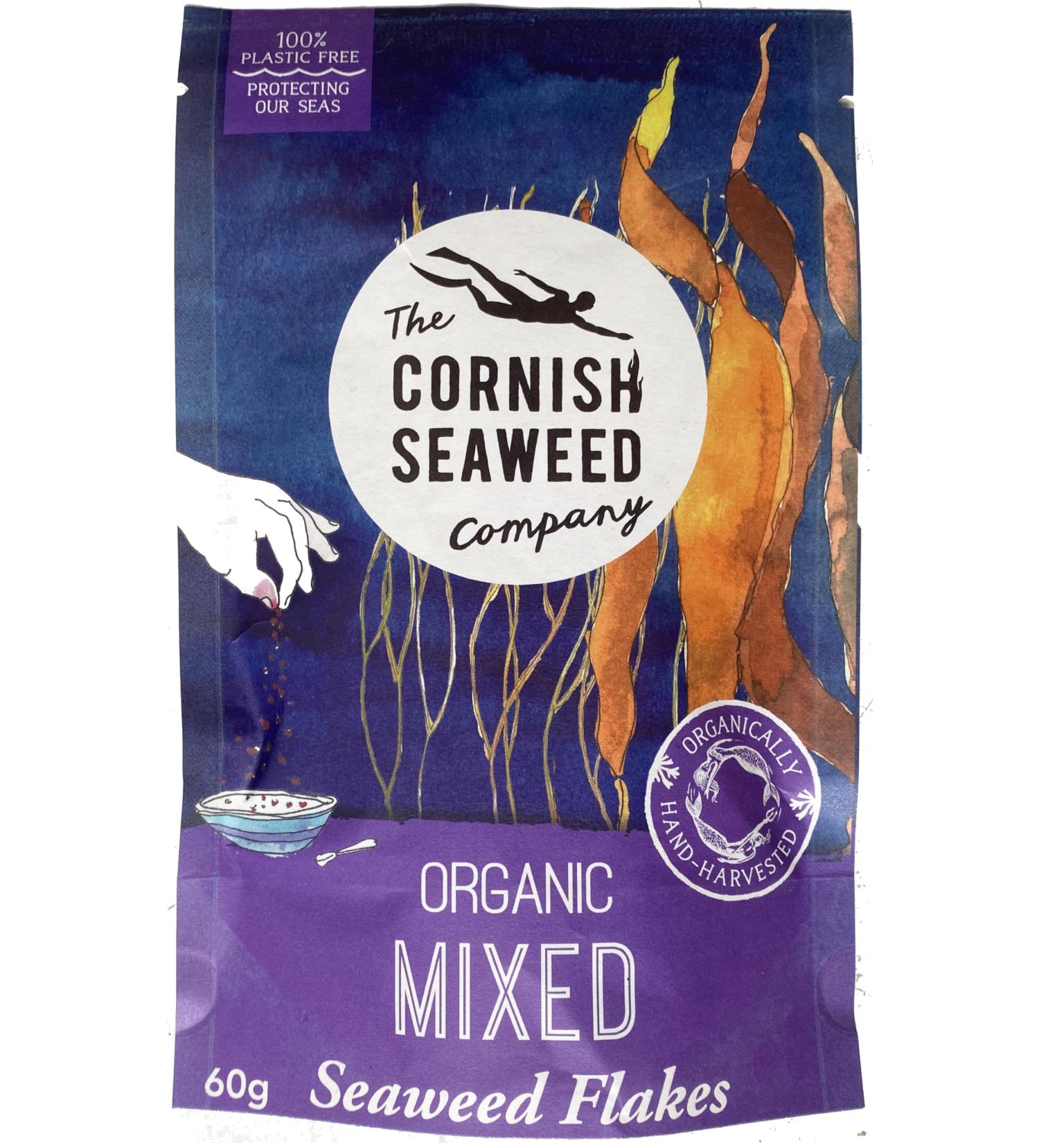 100% Organic Mixed Seaweed Flakes by The Cornish Seaweed Company | 60g Pouch | Kelp and Sea Spaghetti | 100% Organic Cornish Seaweed