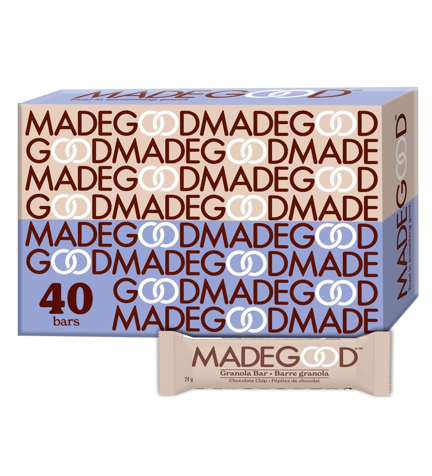 MadeGood Granola Bars Chocolate 24g (40 Count) Bulk Gluten Free Snacks Chocolate Chip 40 Count (Pack of 1) - Buy Online on GoSupps.com